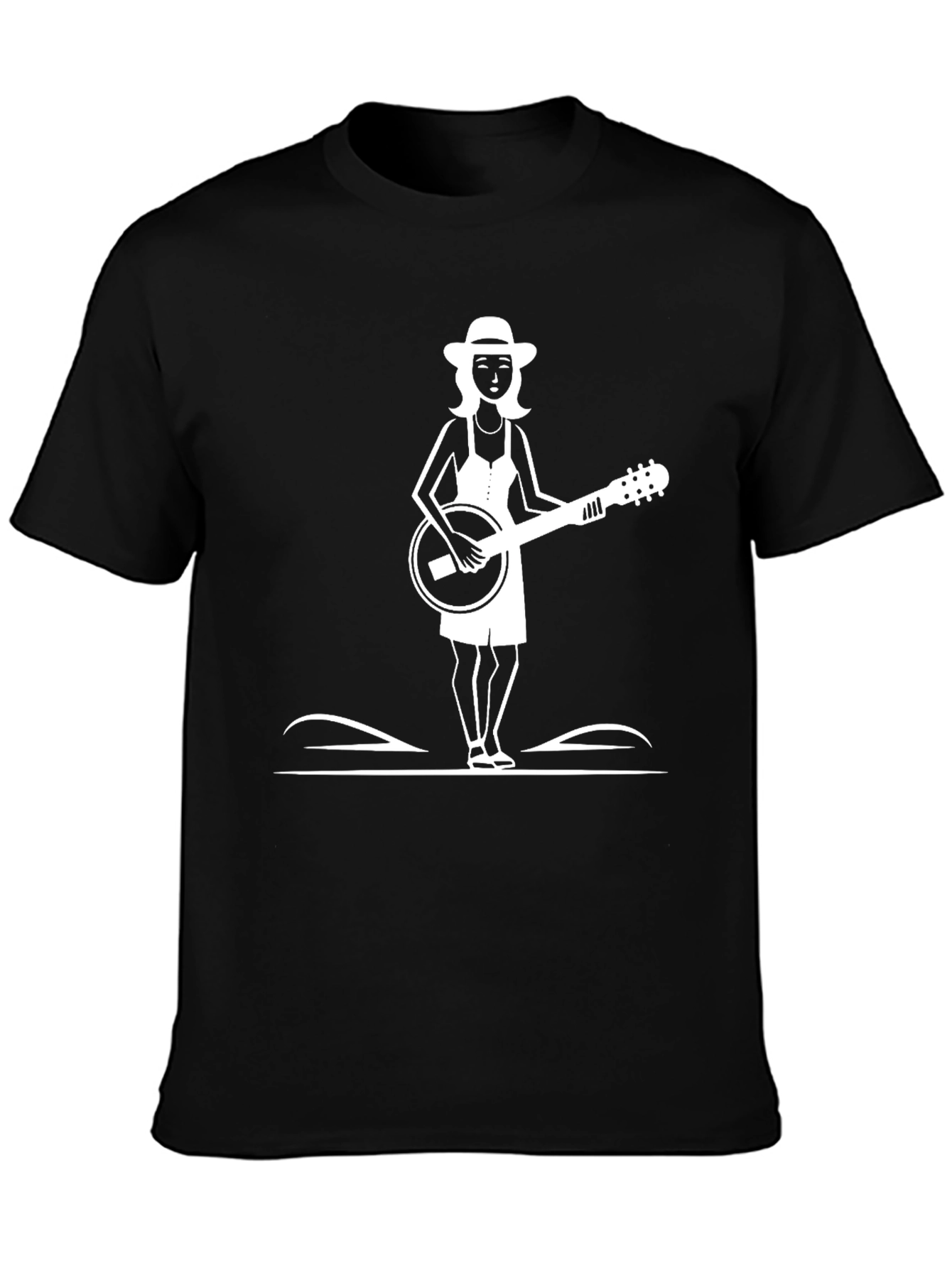 Black Banjo Woman Graphic Tee - Black Casual T-Shirt view 3