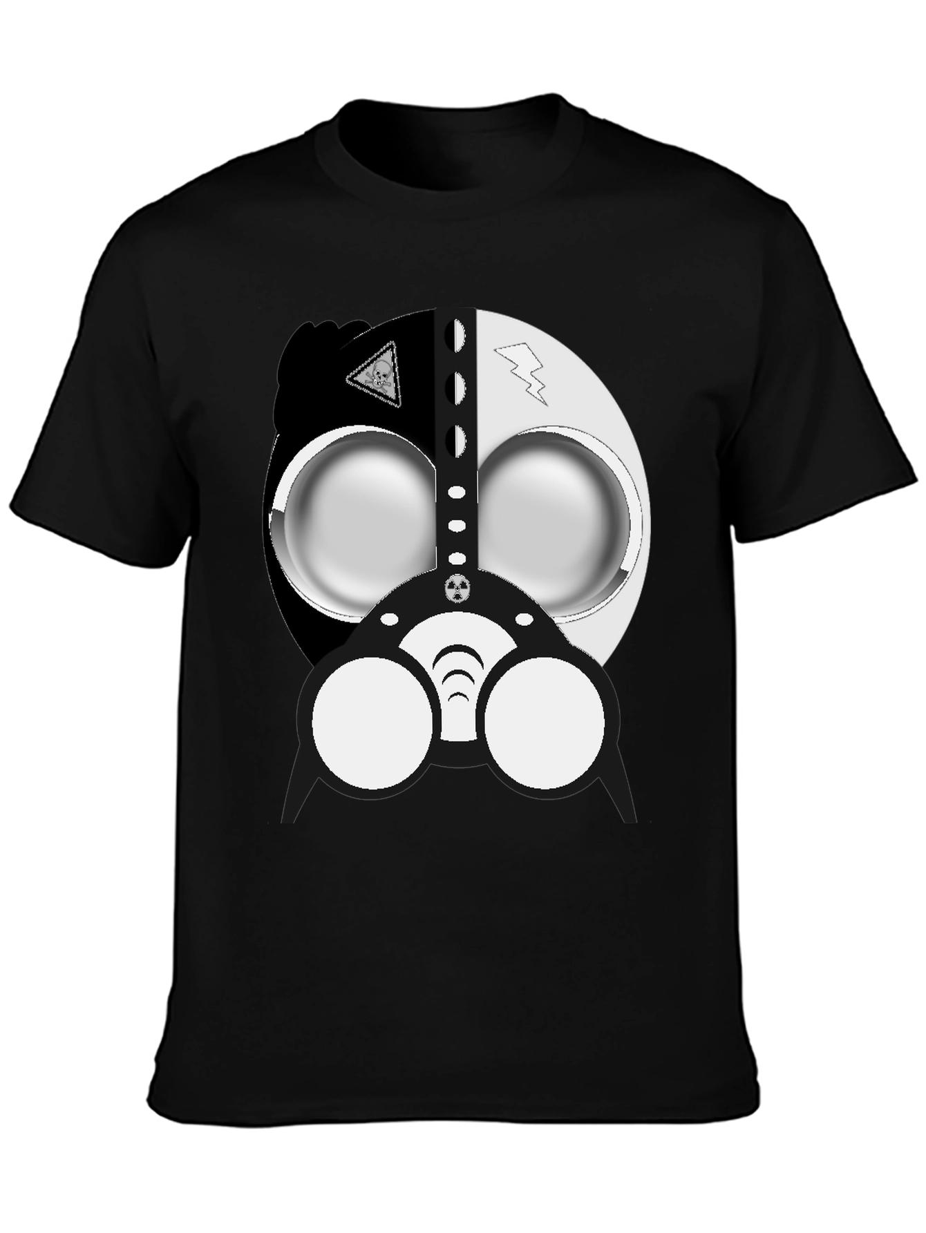 Black Cool Gas Mask Graphic Black T-Shirt view 3