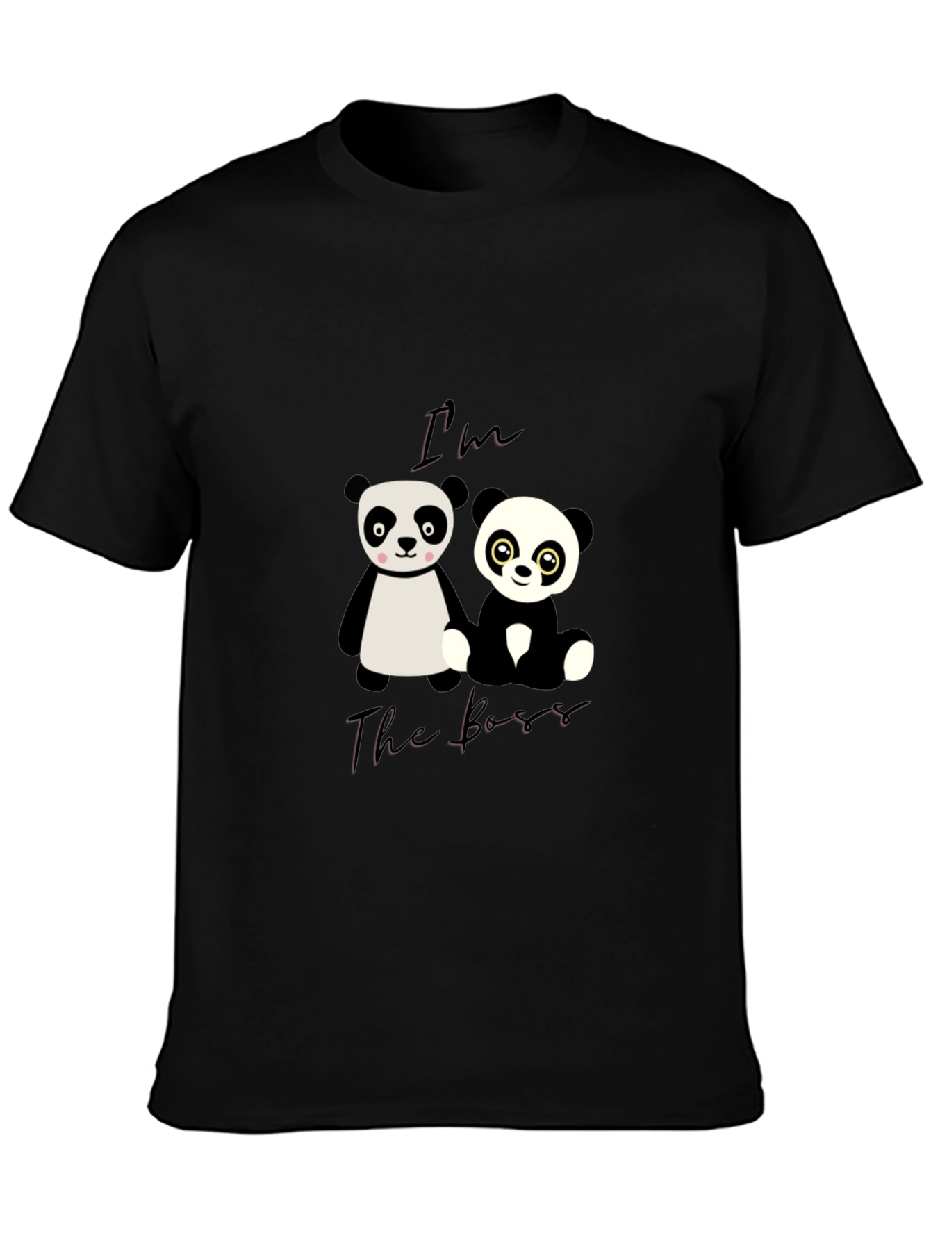Black I'm The Boss Panda Graphic T-Shirt view 3