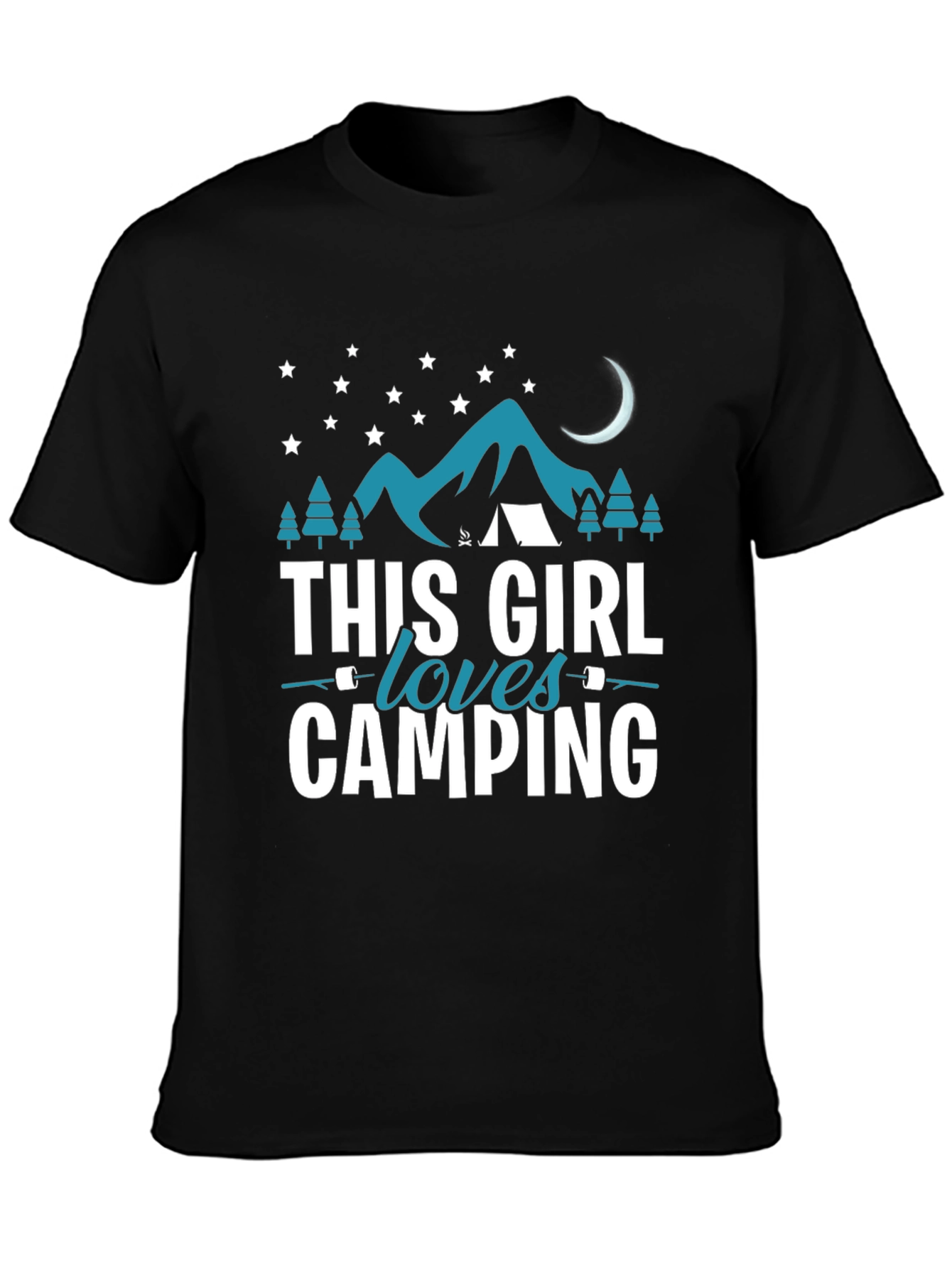 Black This Girl Loves Camping T-Shirt view 3