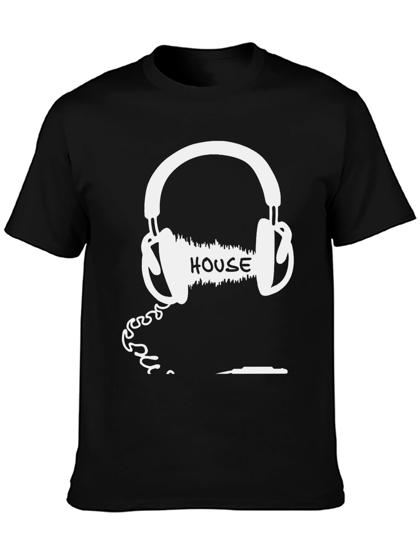 Black House Music Headphones Graphic Tee - Cool DJ Shirt view 3