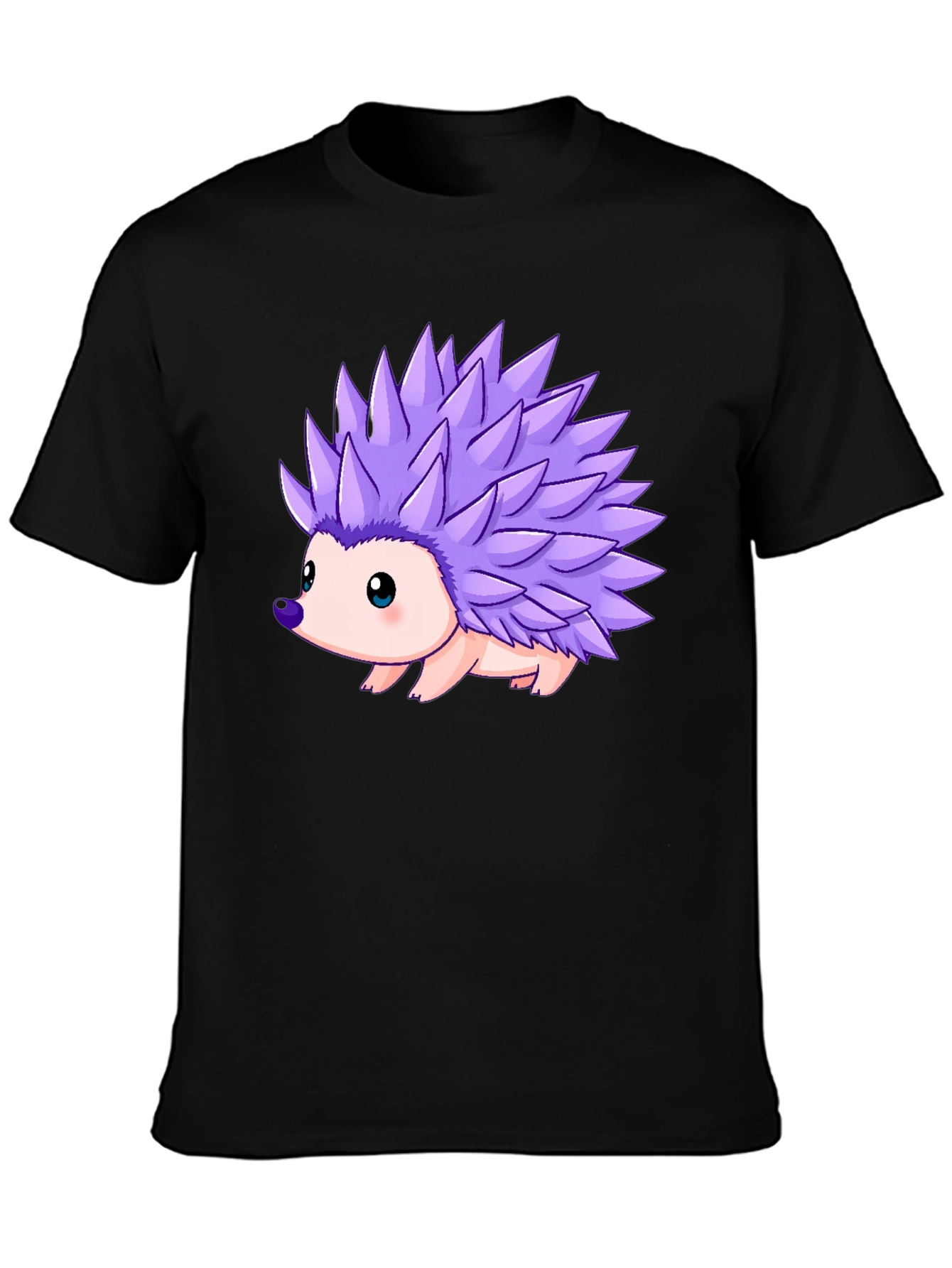 Black Cartoon Hedgehog Print T-Shirt view 3