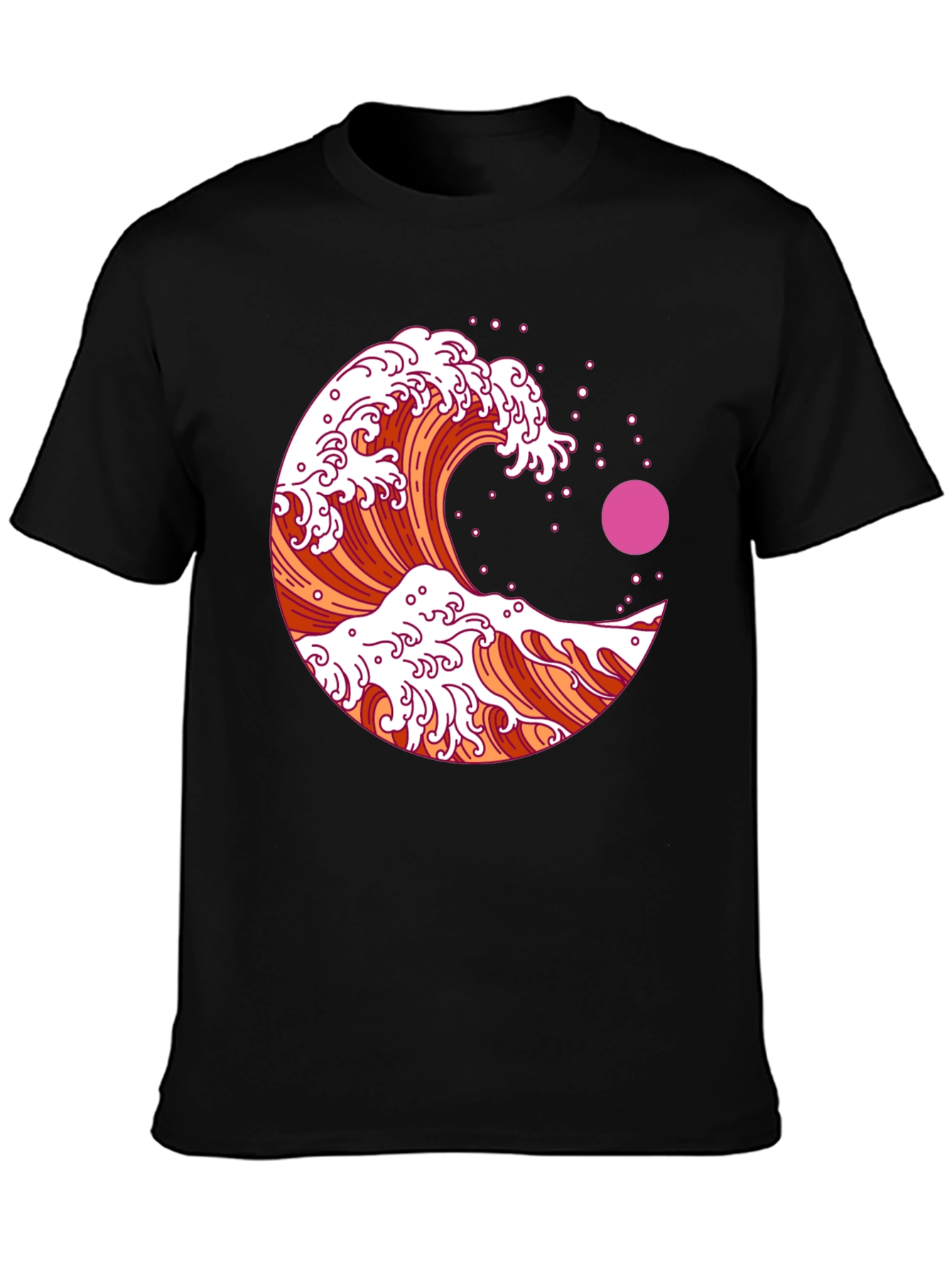 Black Great Wave Graphic Tee - Black view 3