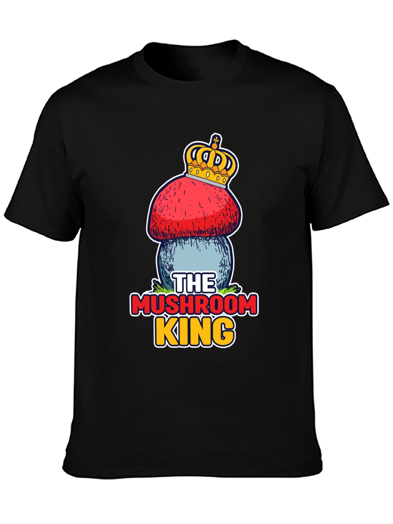 Black Mushroom King T-Shirt - Unique Graphic Tee view 3