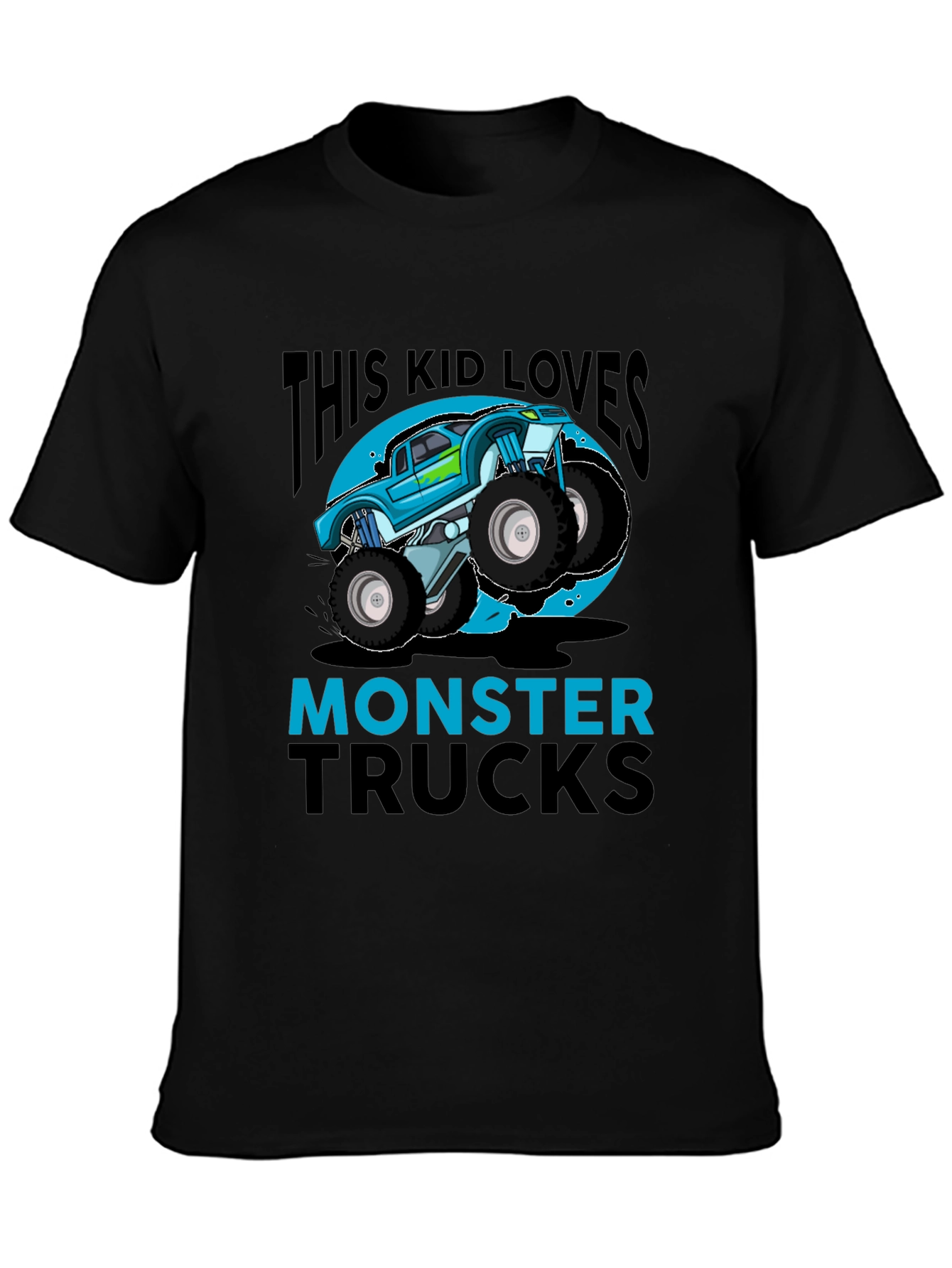 Kids' Monster Truck T-Shirt - Blue Graphic Design - 3
