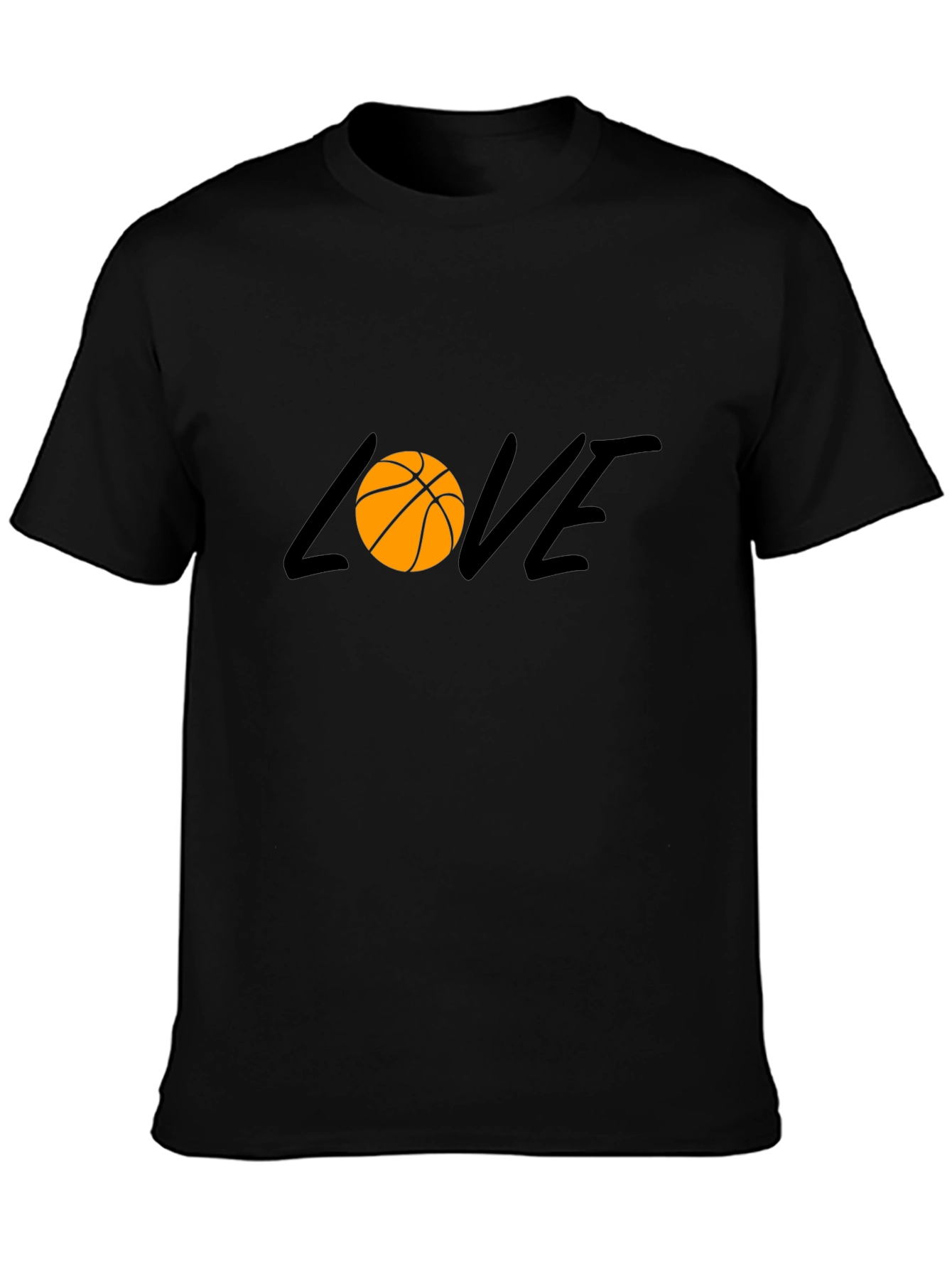 Black Basketball Love Graphic Tee - Black Cotton T-Shirt view 3