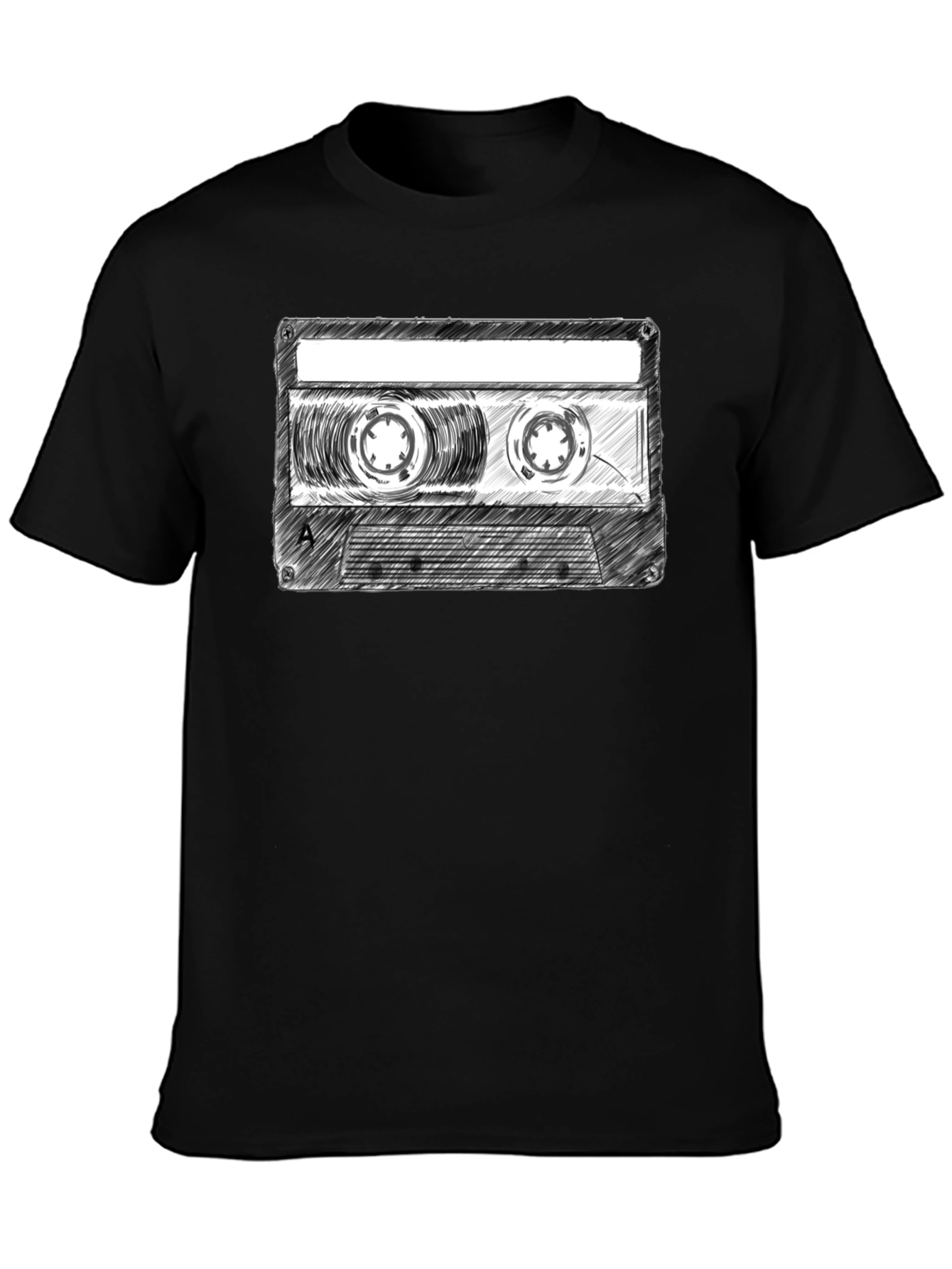 Black Retro Cassette Tape Graphic T-Shirt - Classic Music Tee view 3