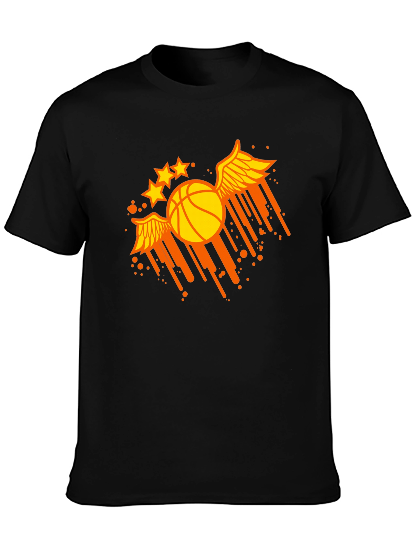Black Winged Basketball Graphic Tee - Sporty & Stylish view 3