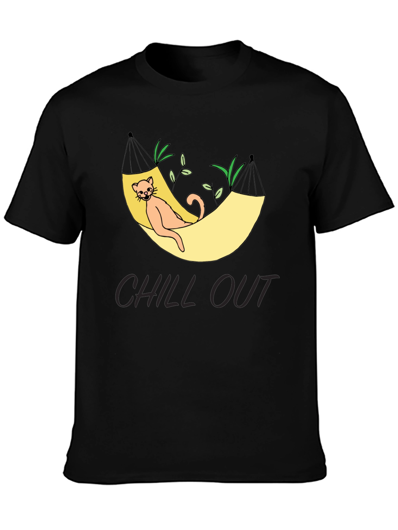 Black Chill Out Cat Hammock Graphic Tee - Relaxed Fit view 3