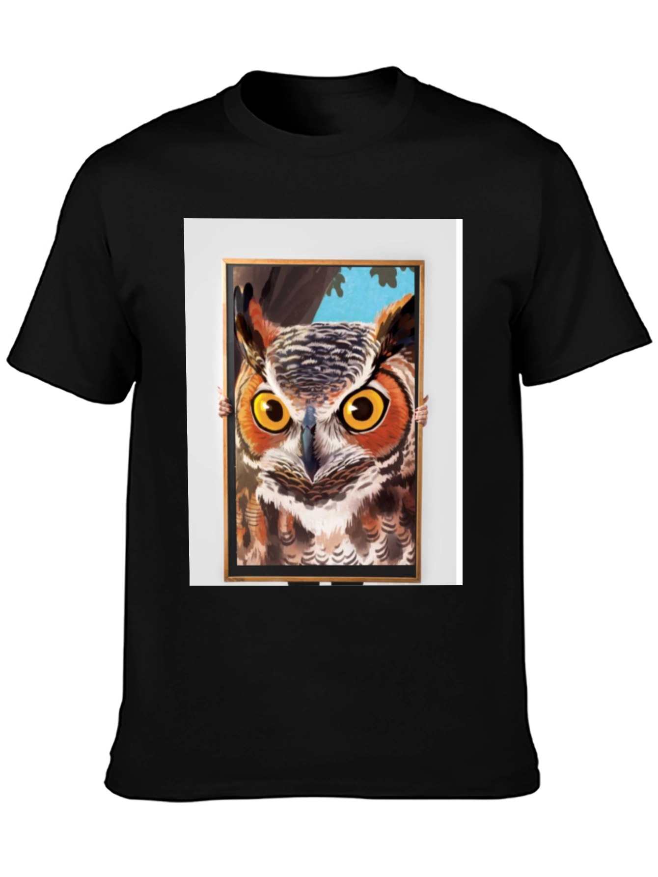 Black Owl Framed Art Graphic T-Shirt view 3