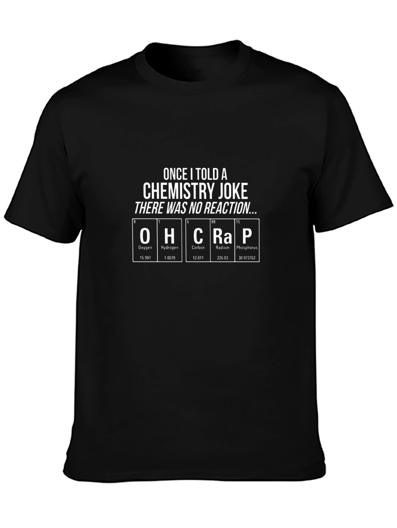 Black Chemistry Joke T-Shirt - No Reaction Pun Shirt view 3