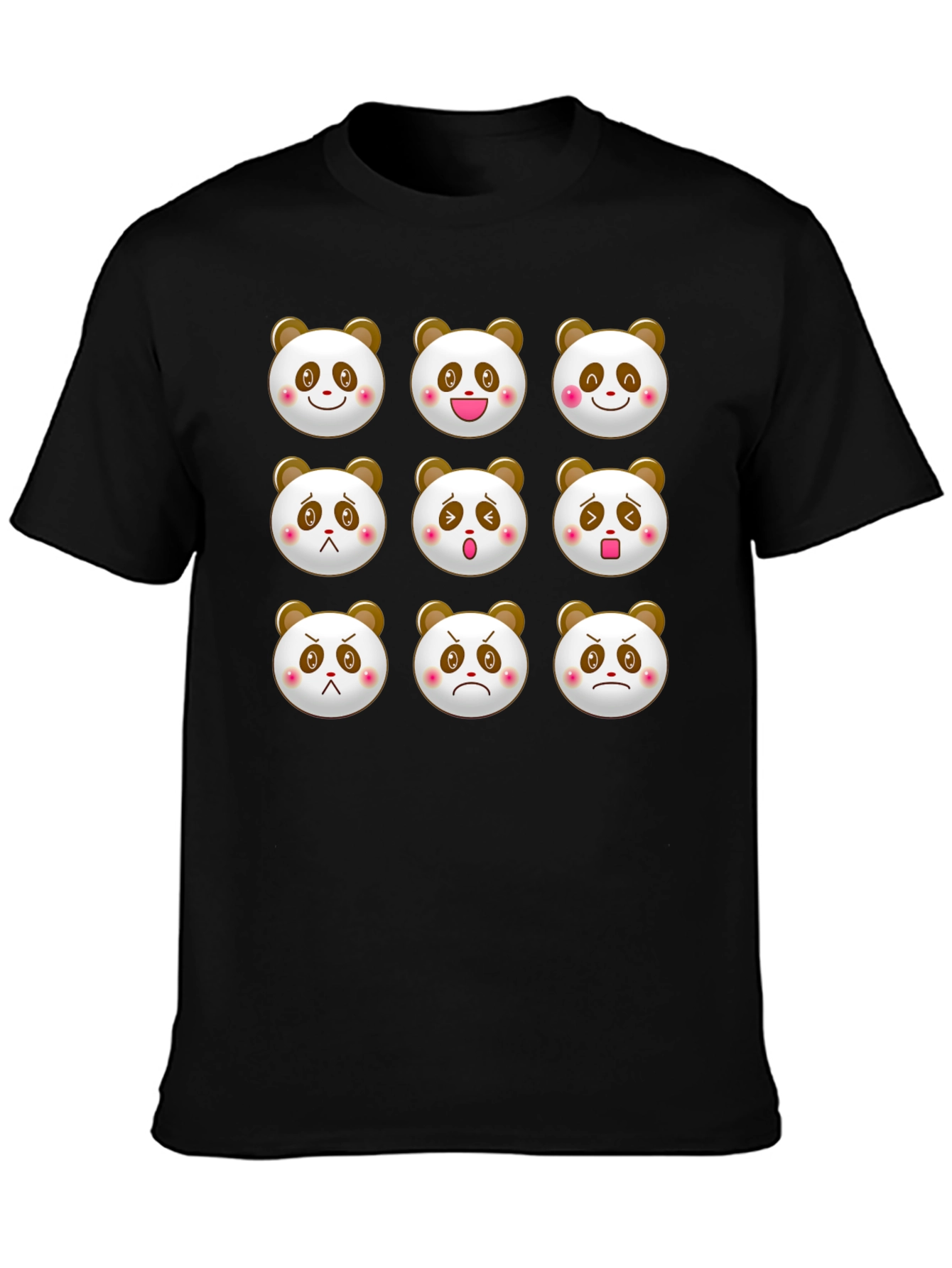 Black Panda Emoji T-Shirt - Black Cotton Blend view 3