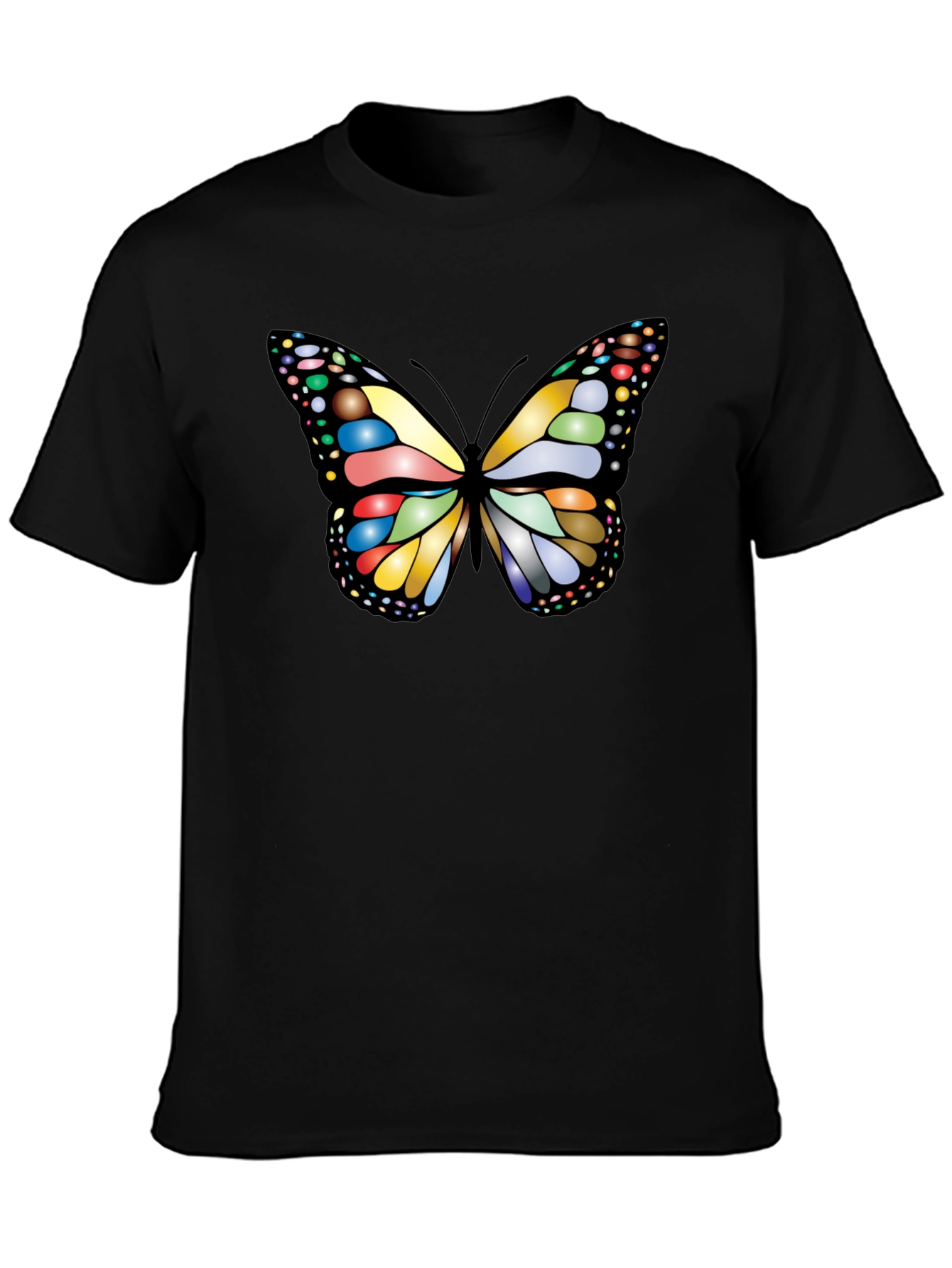 Black Butterfly Graphic Tee - Black Cotton T-Shirt view 3