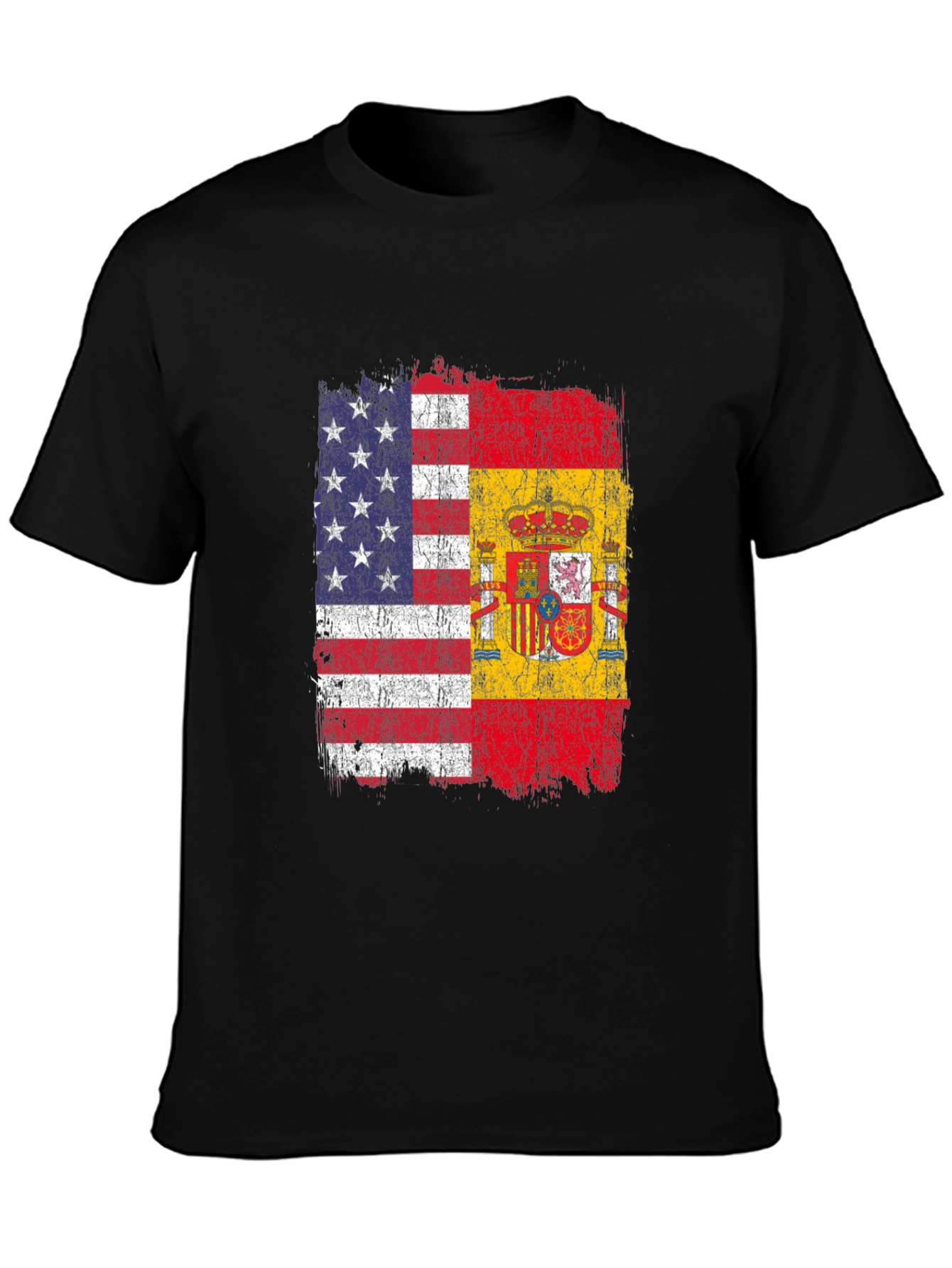 Black USA & Spain Flag T-Shirt - Dual Heritage Tee view 3