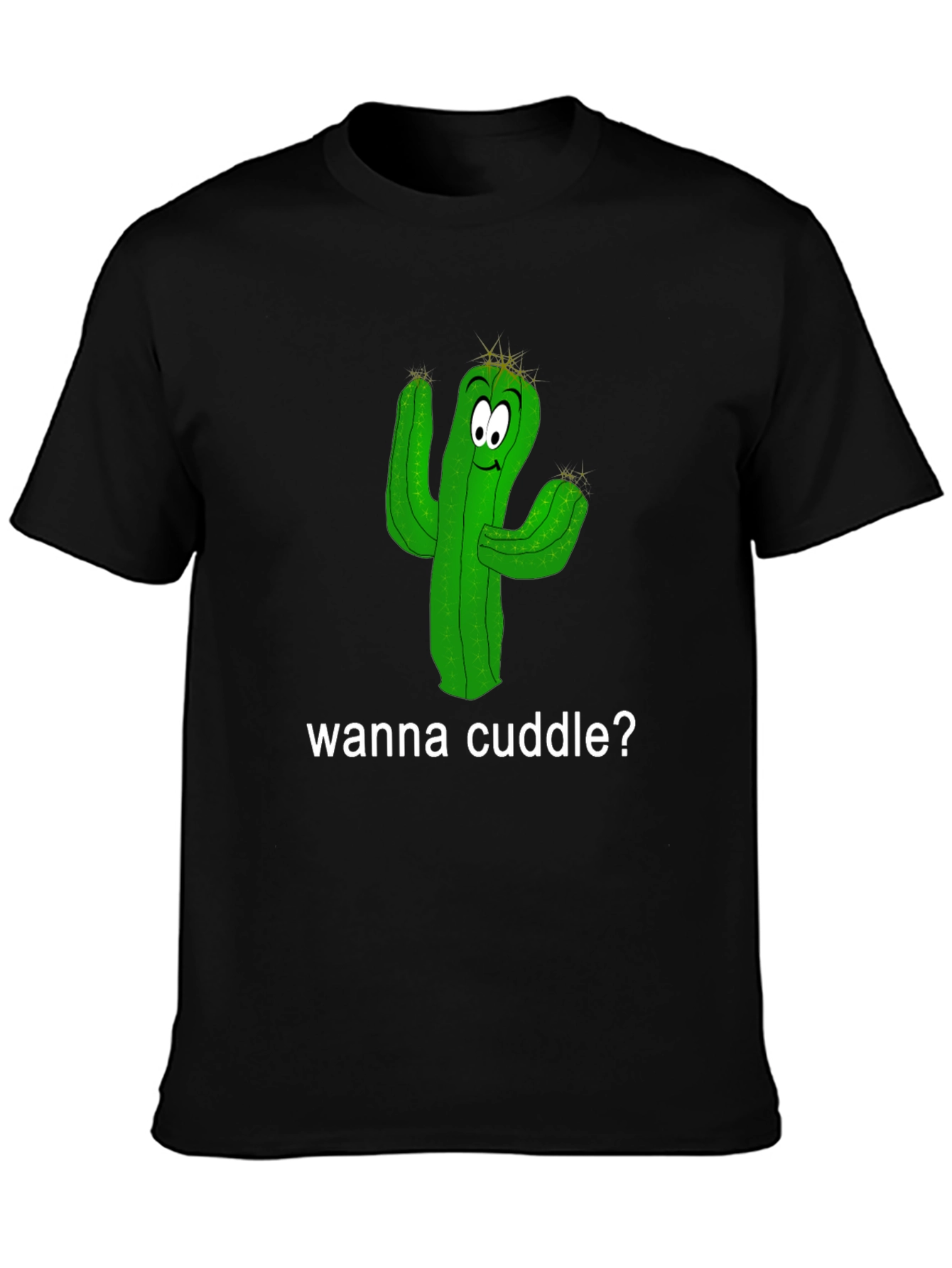 Black Cuddle Cactus T-Shirt - Funny Graphic Tee view 3