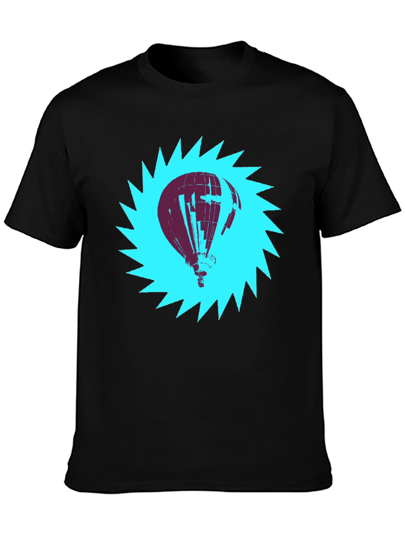 Black Air Balloon Graphic Tee - Men's Black Cotton T-Shirt view 3