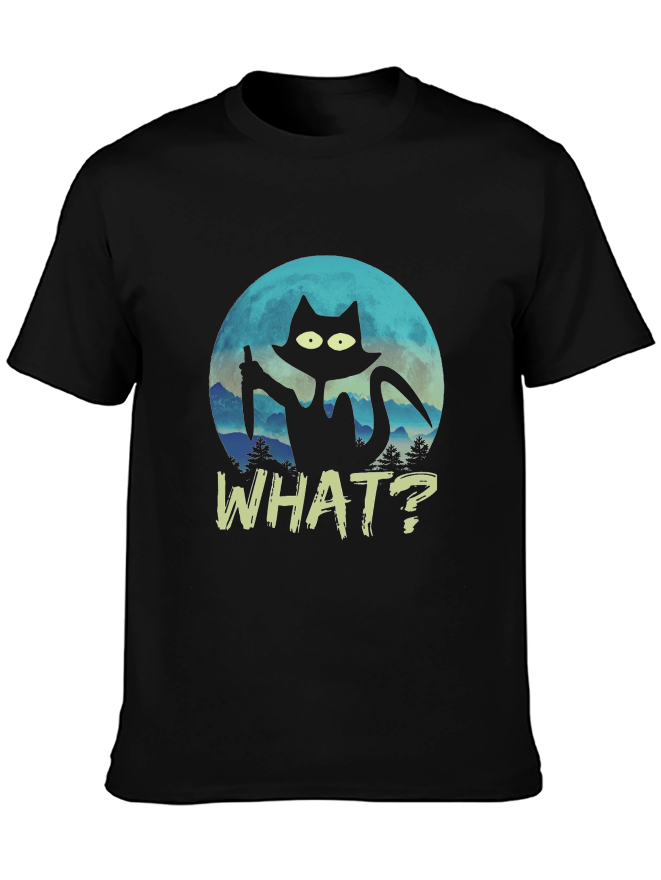 Black Black Cat Knife T-Shirt - What? view 3