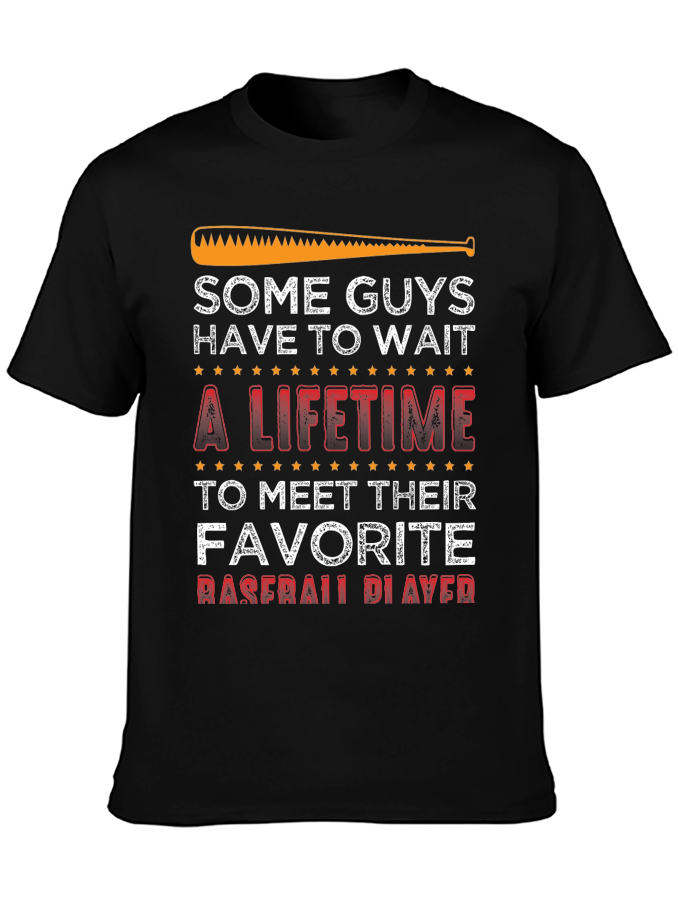 Black Baseball Fan T-Shirt - Some Guys Have to Wait view 3