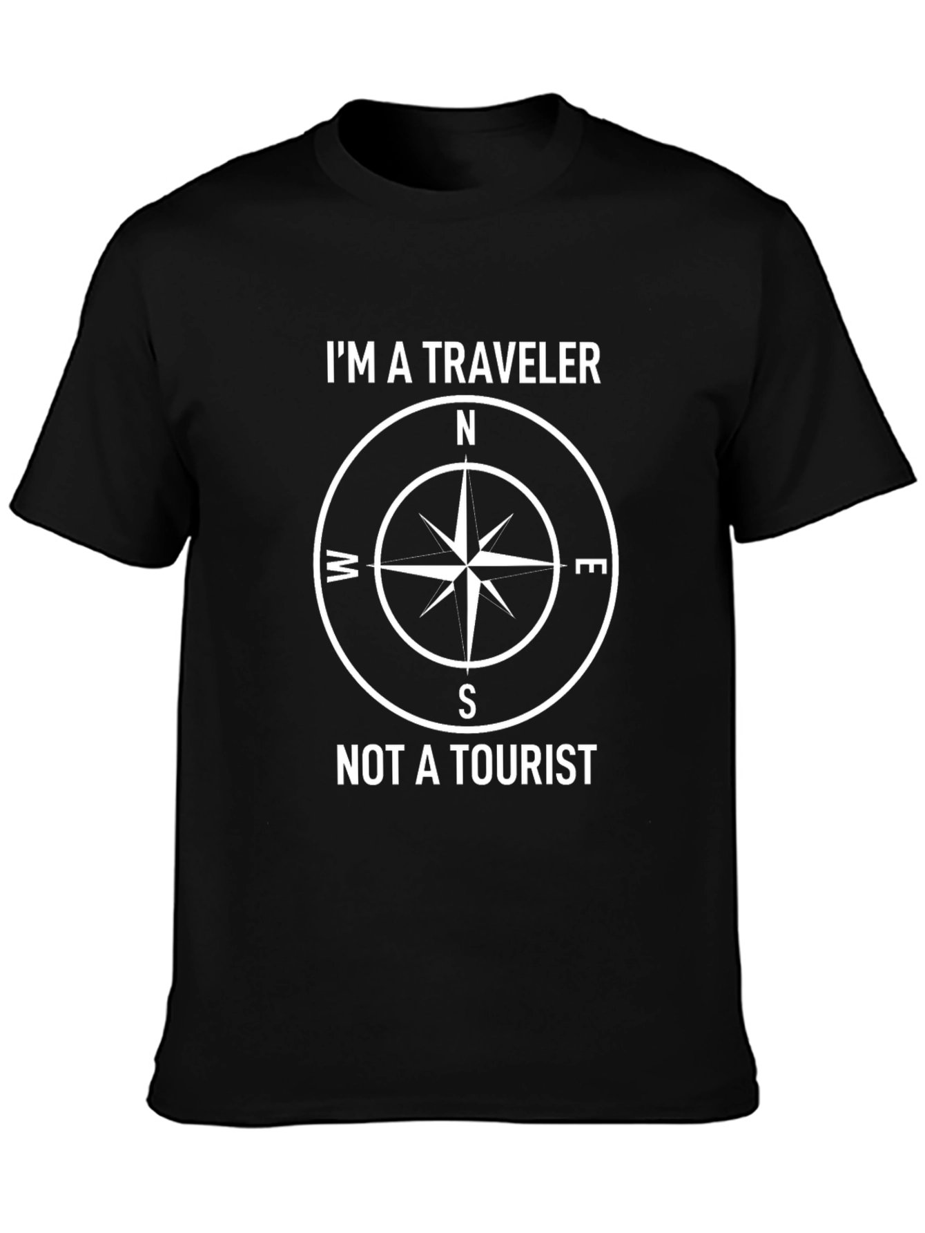 Black I'm A Traveler Compass Graphic T-Shirt view 3