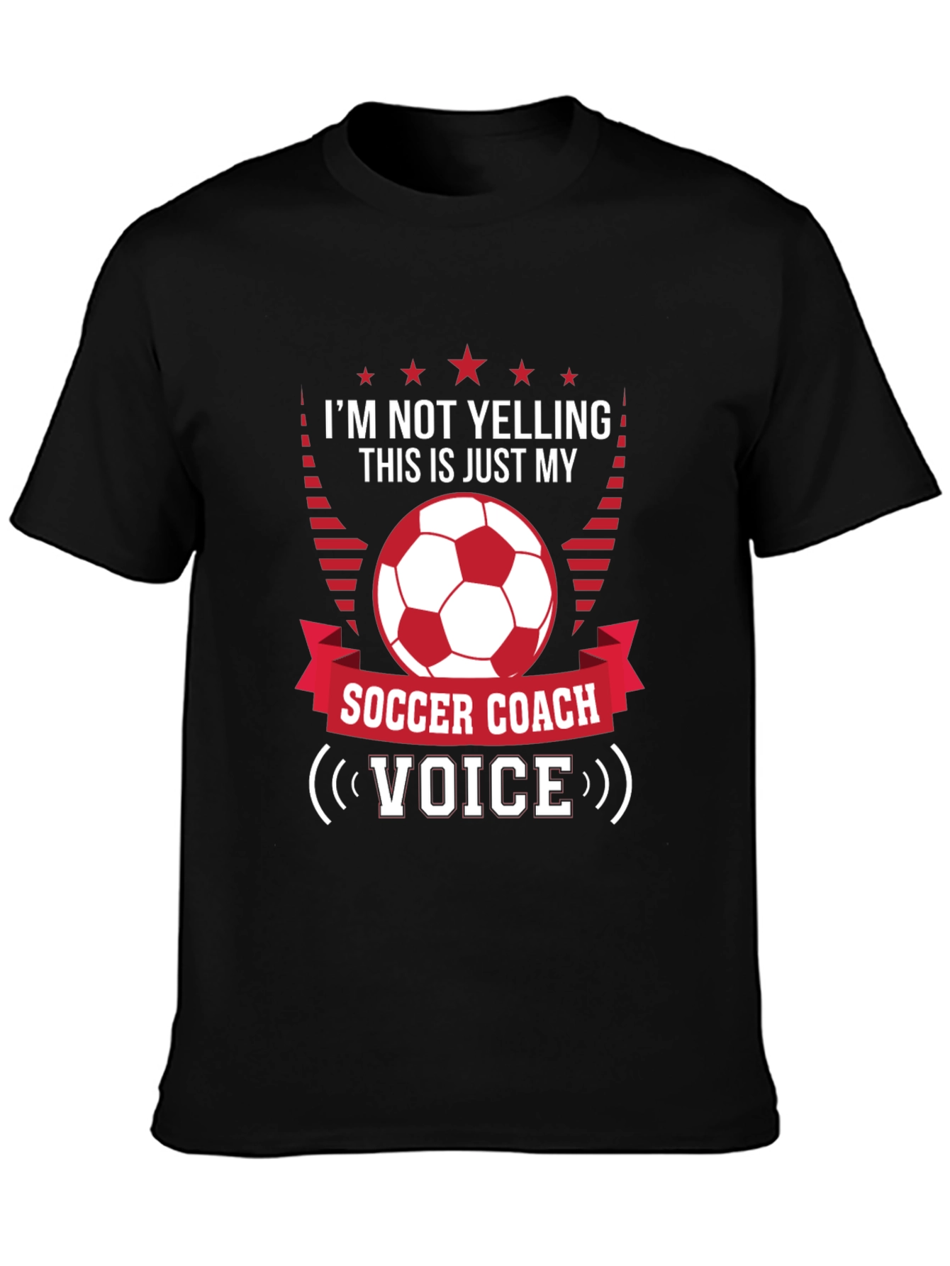 Black Soccer Coach Voice T-Shirt - Funny Sports Tee view 3