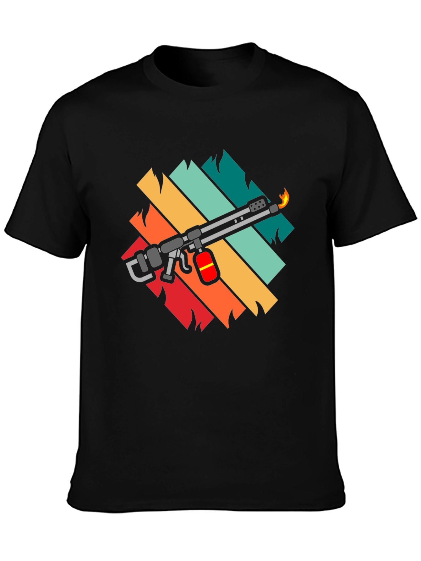 Black Retro Blowtorch Tee - Cool Fire Tool Graphic T-Shirt view 3