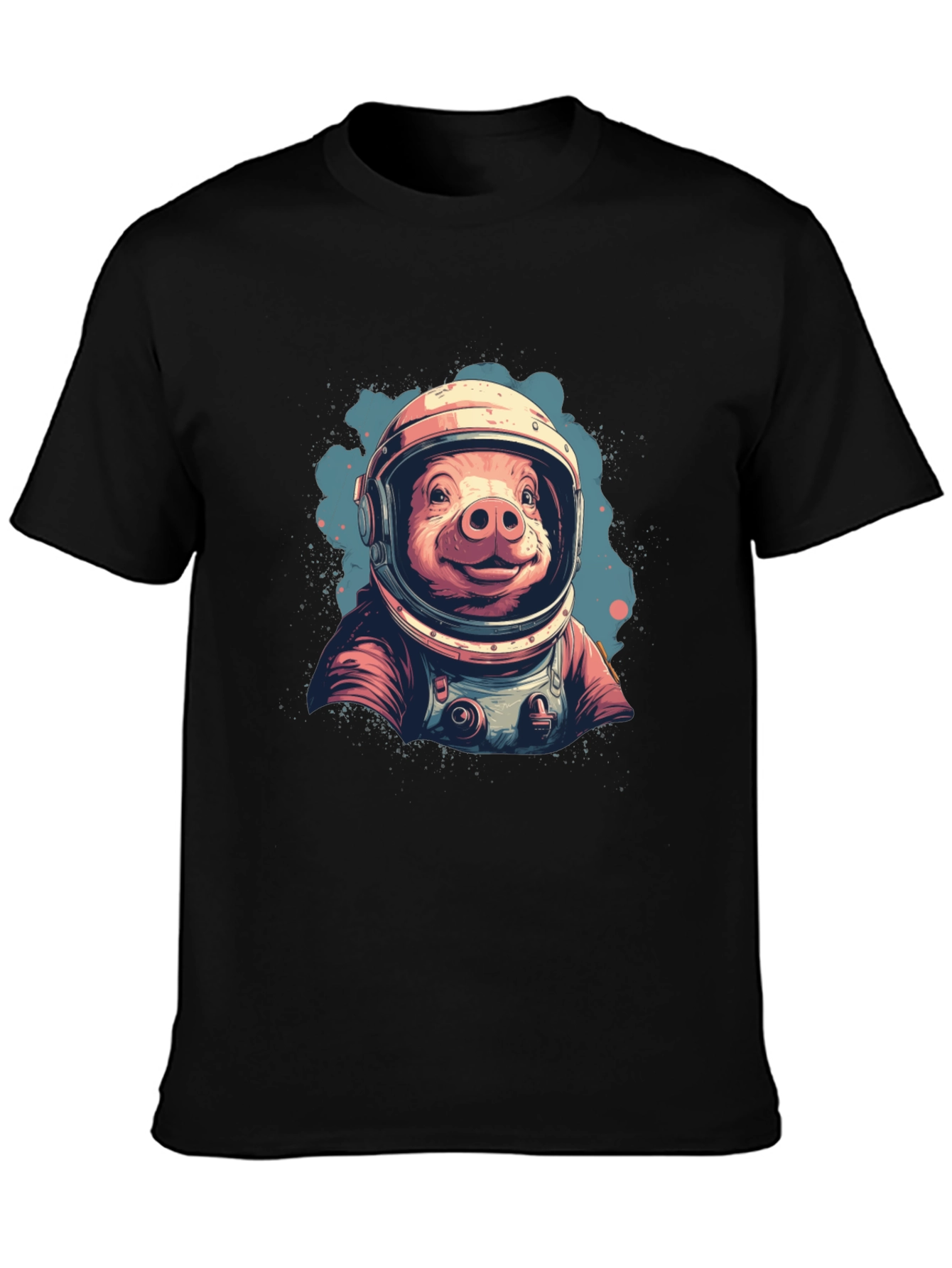 Black Astronaut Pig T-Shirt - Space Hog Tee view 3