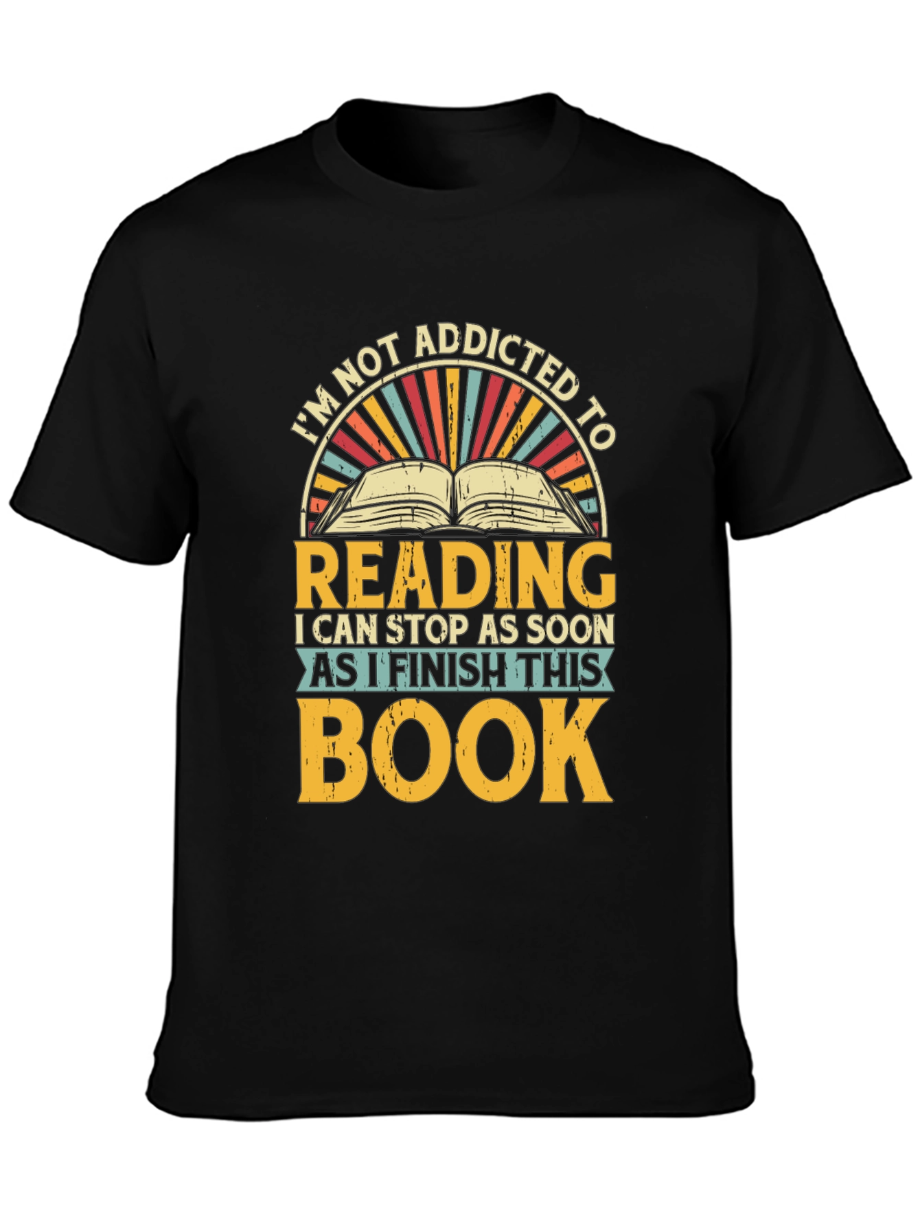 Black Addicted To Reading T-Shirt - Funny Book Lover Tee view 3