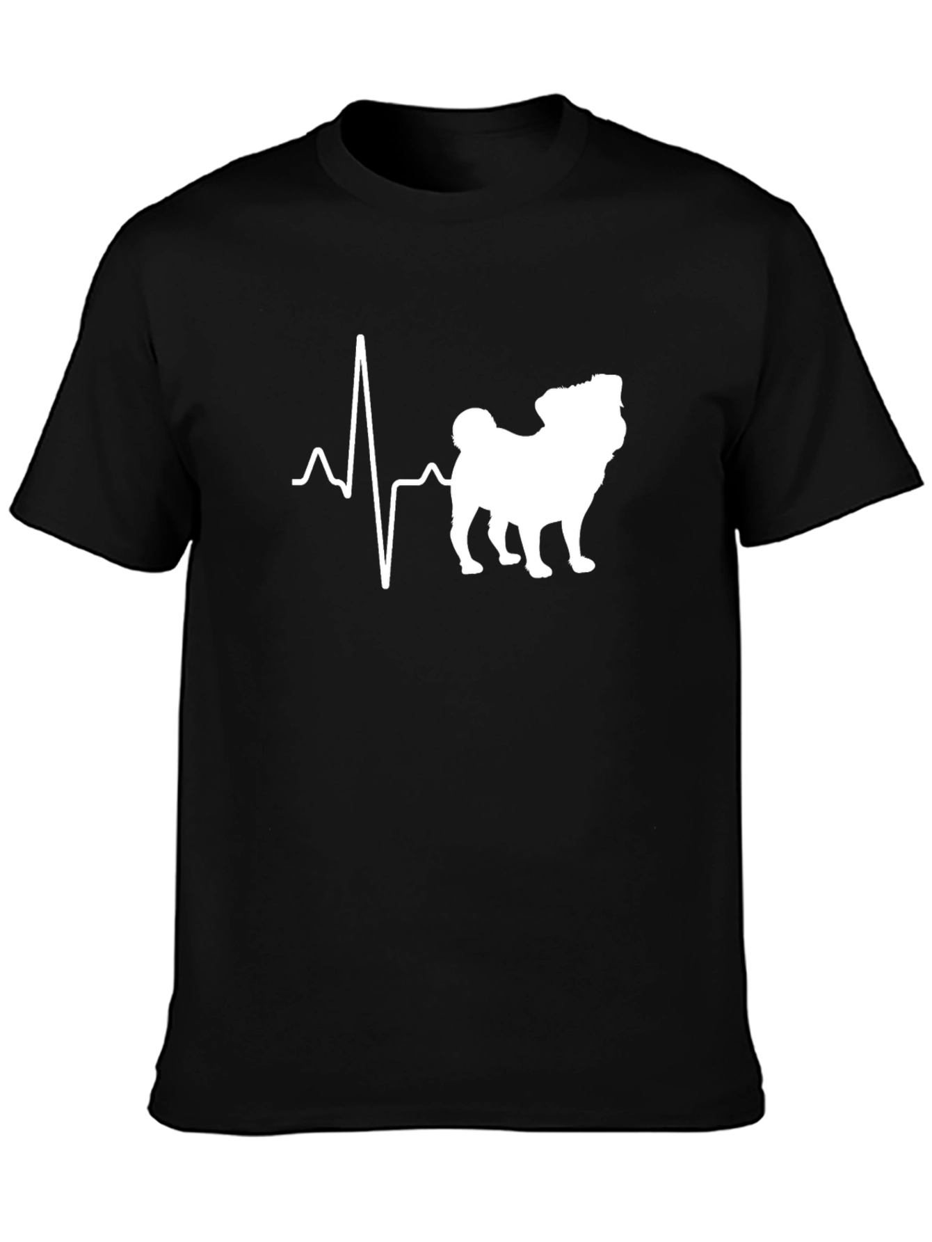 Black Pug Heartbeat T-Shirt - Black view 3