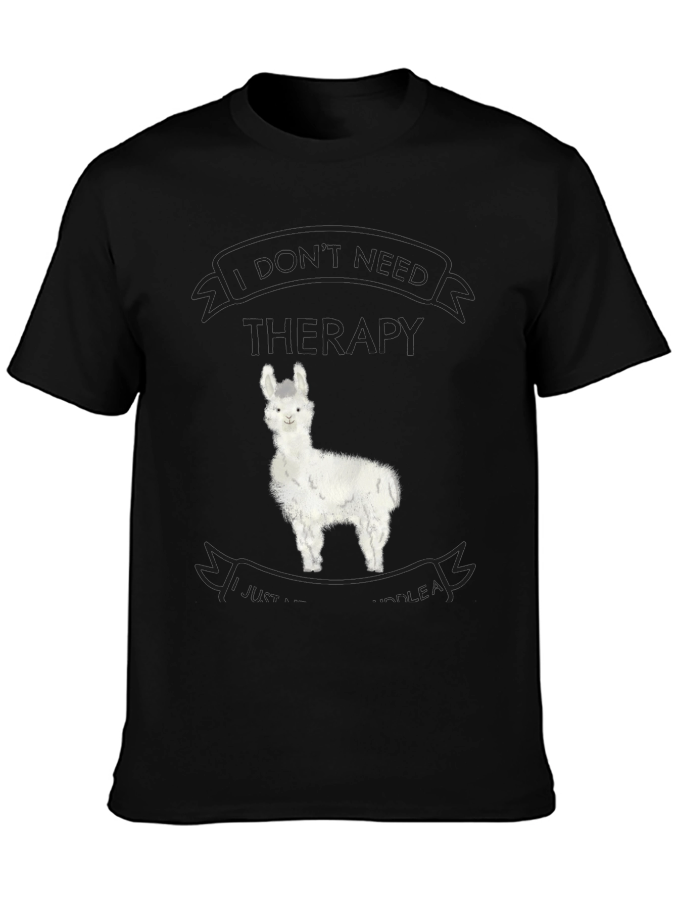 Black Alpaca Therapy T-Shirt - Funny Llama Graphic Tee view 3