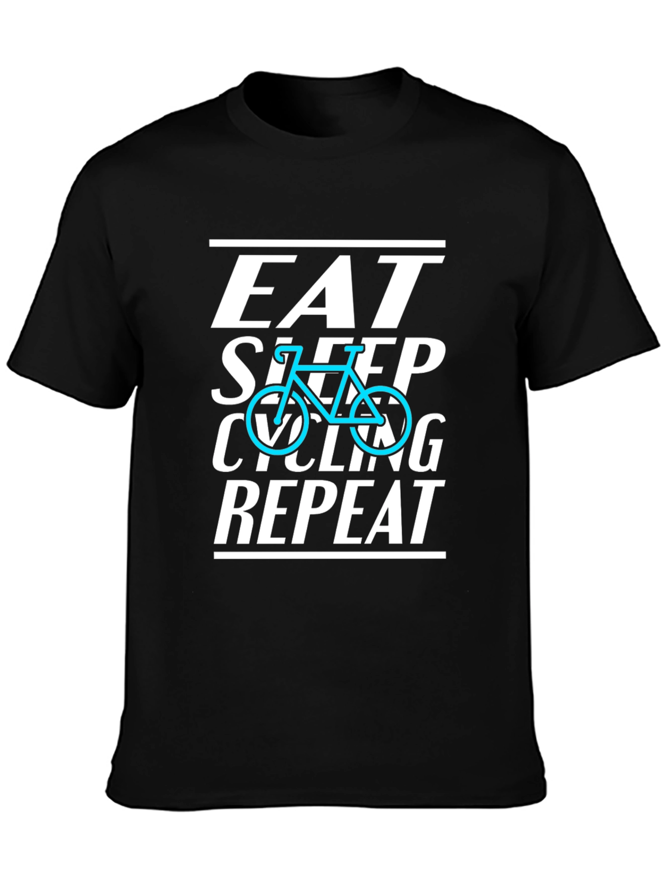 Black Eat Sleep Cycling Repeat Black T-Shirt view 3