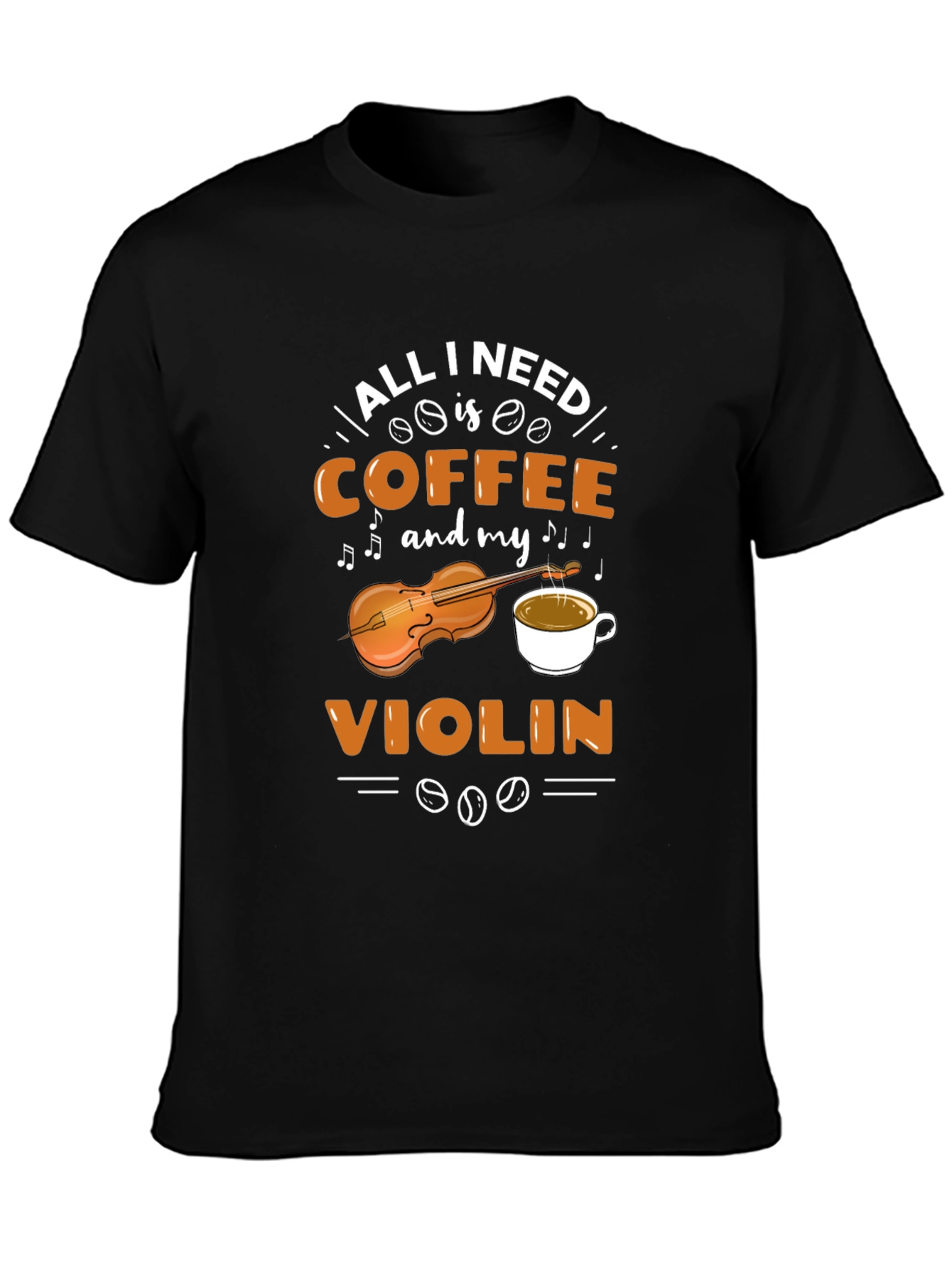 Black Coffee & Violin Graphic Tee - Music Lover Shirt view 3