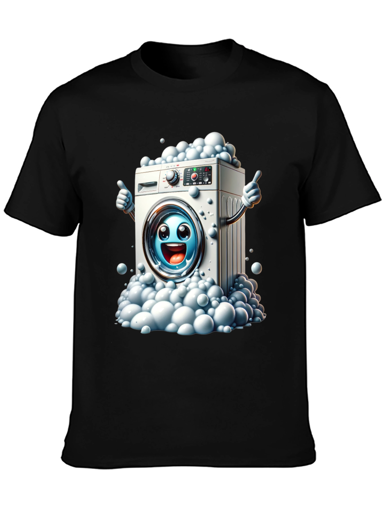 Black Funny Washing Machine Graphic Tee view 3