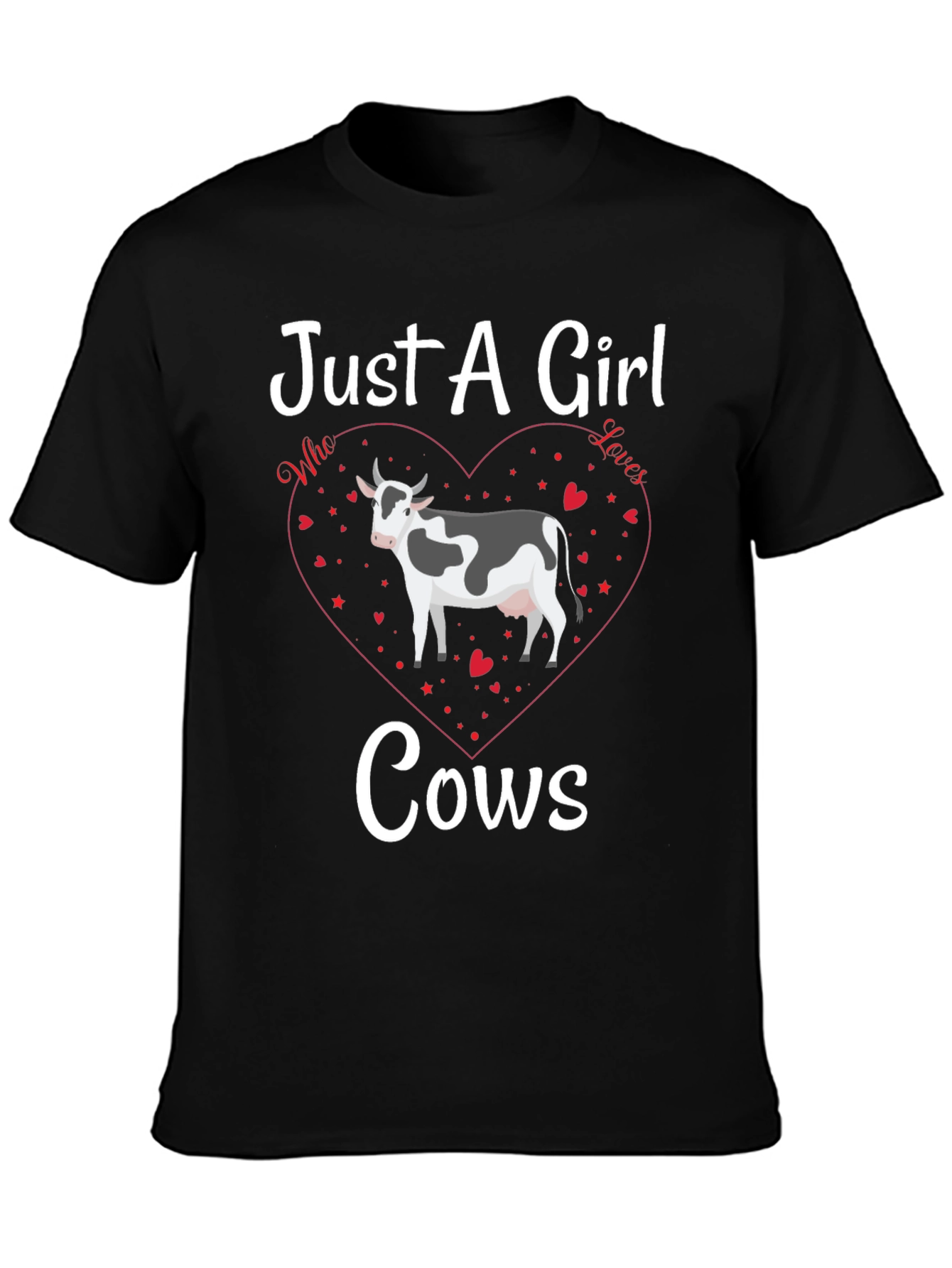 Black Just A Girl Who Loves Cows Graphic Tee view 3