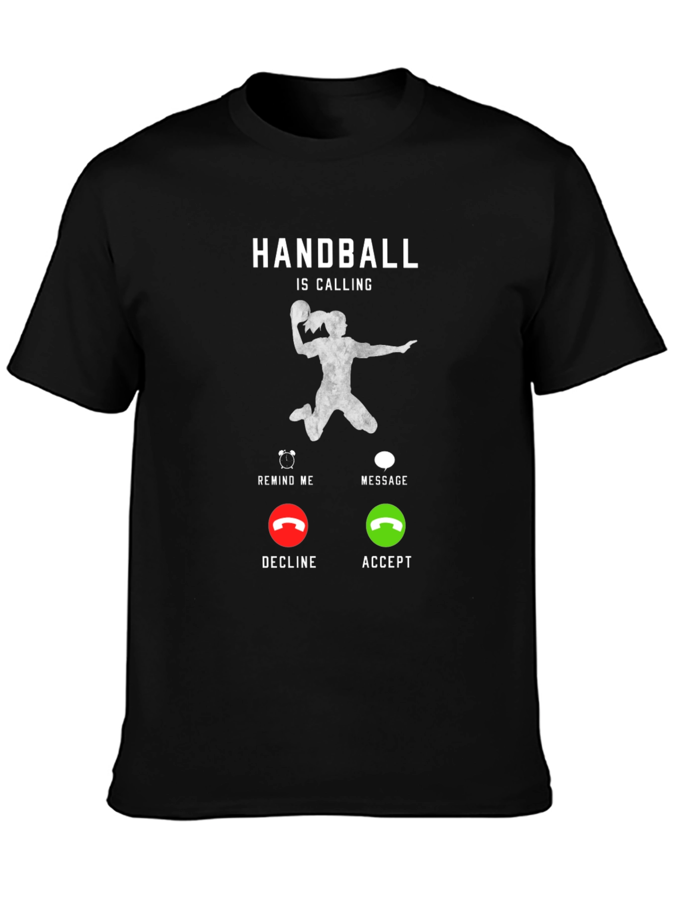 Black Handball is Calling T-Shirt - Funny Sport Design view 3