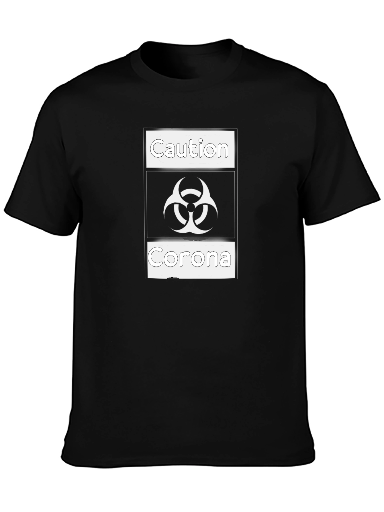Black Caution Corona Graphic Tee - Black Cotton T-Shirt view 3