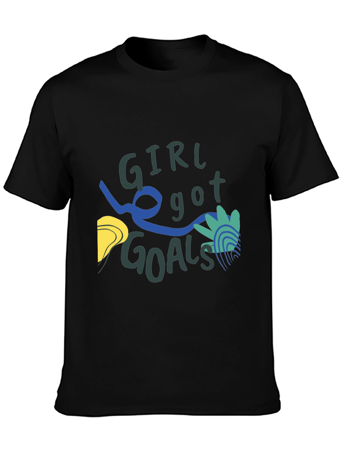 Black Girl Got Goals Graphic Tee - Black Casual T-Shirt view 3
