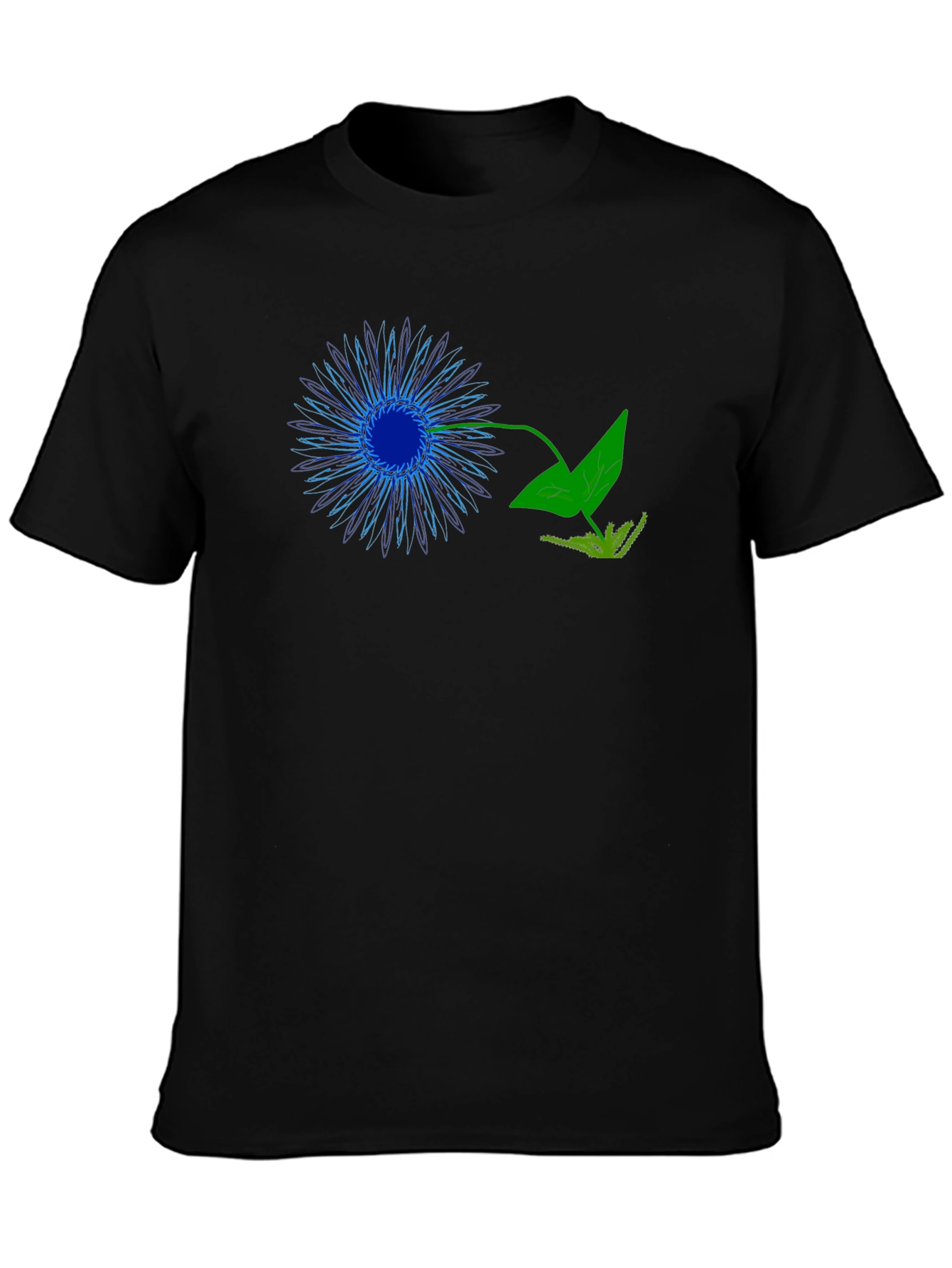 Black Black Graphic Tee - Neon Flower Design view 3