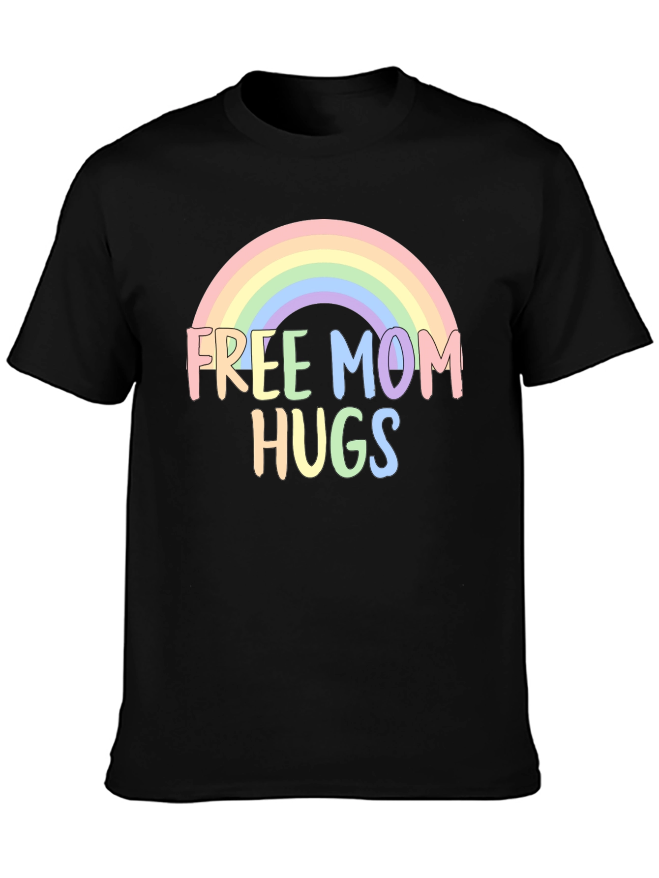 Black Free Mom Hugs Rainbow Graphic Tee view 3