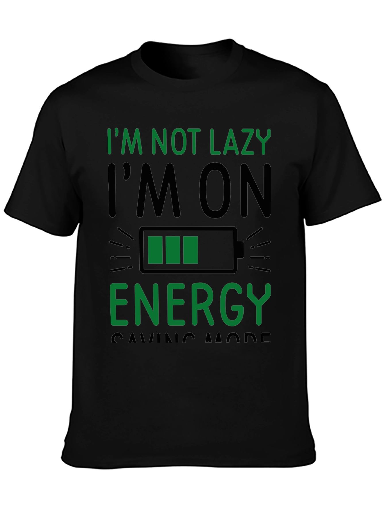 Black Funny Energy Saving Mode Black T-Shirt view 3