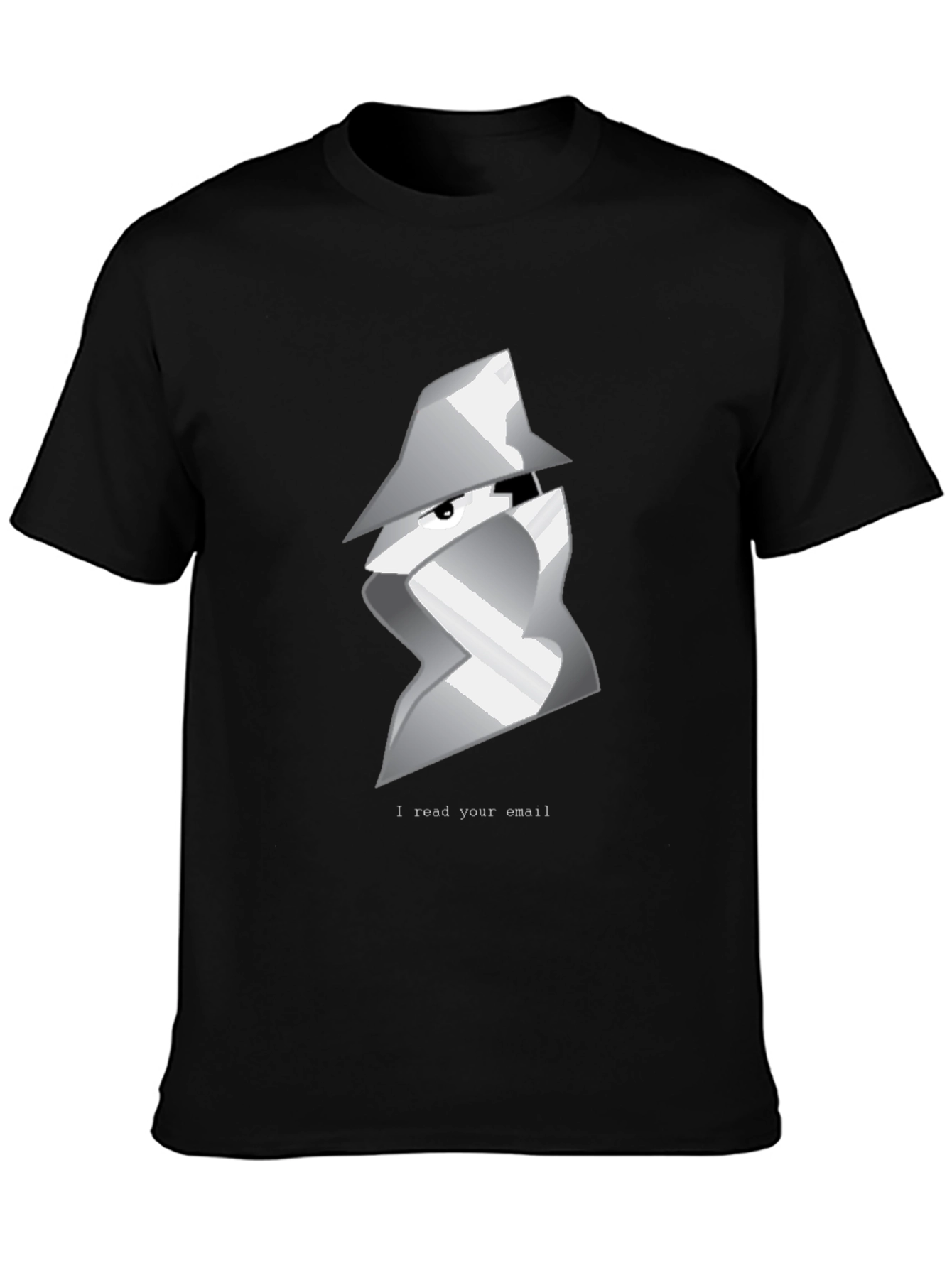 Black Spy Email Reader Graphic T-Shirt - Black view 3
