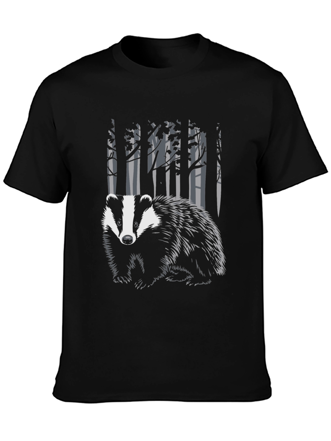 Black Badger in the Woods Graphic Tee - Black view 3
