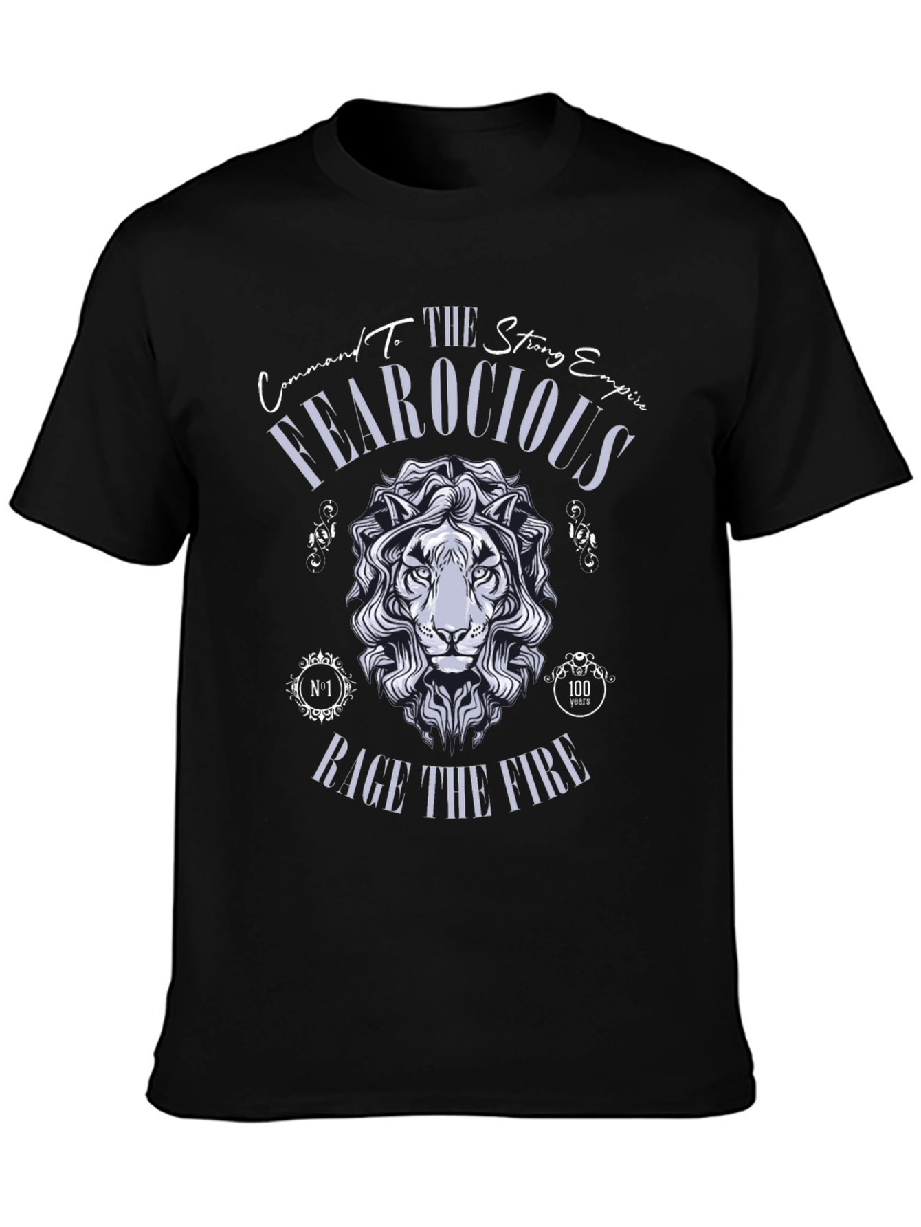Black Fearocious Lion Graphic Print T-Shirt view 3