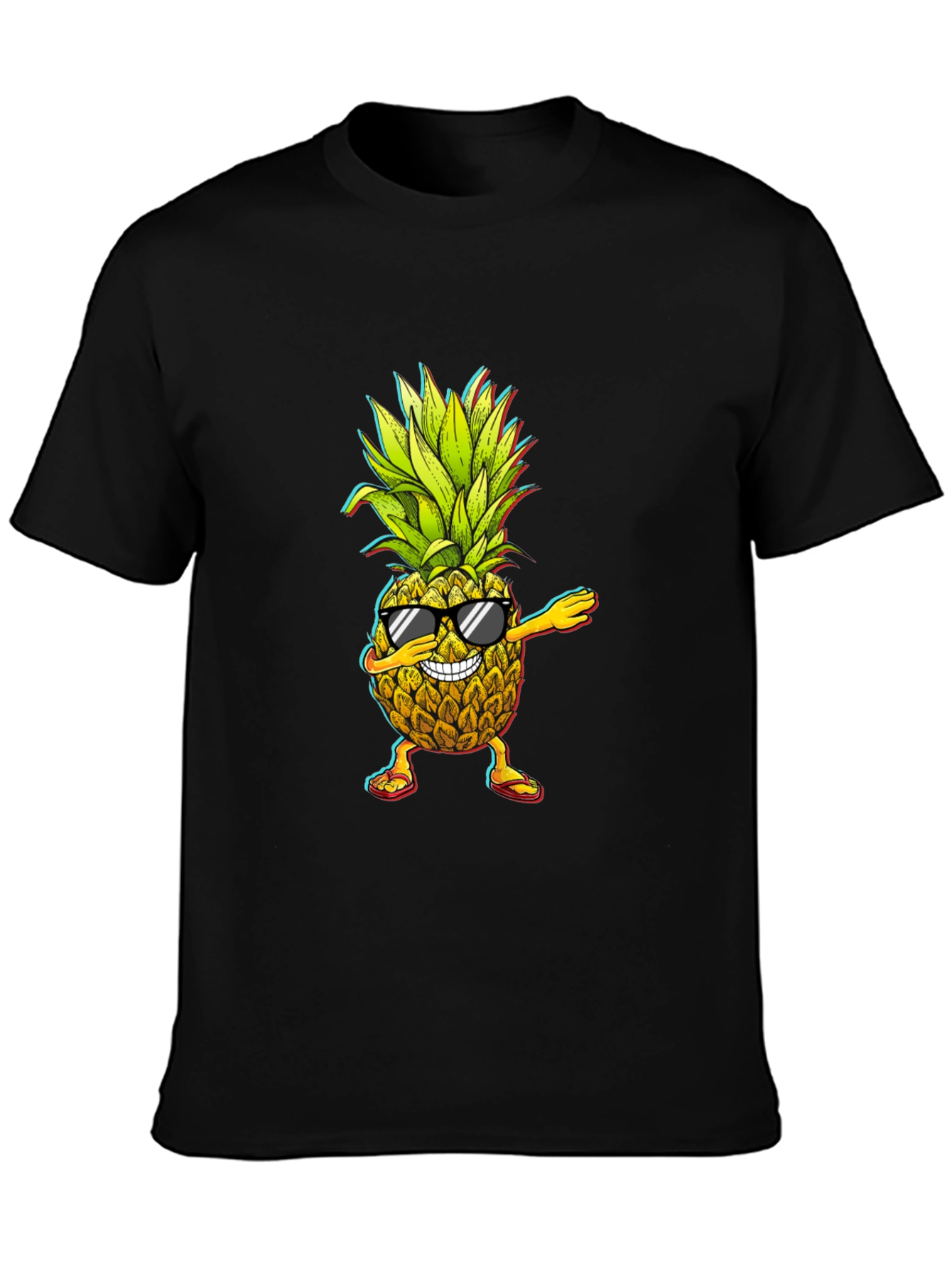 Black Dabbing Pineapple Graphic Tee - Cool Fruit Design! view 3
