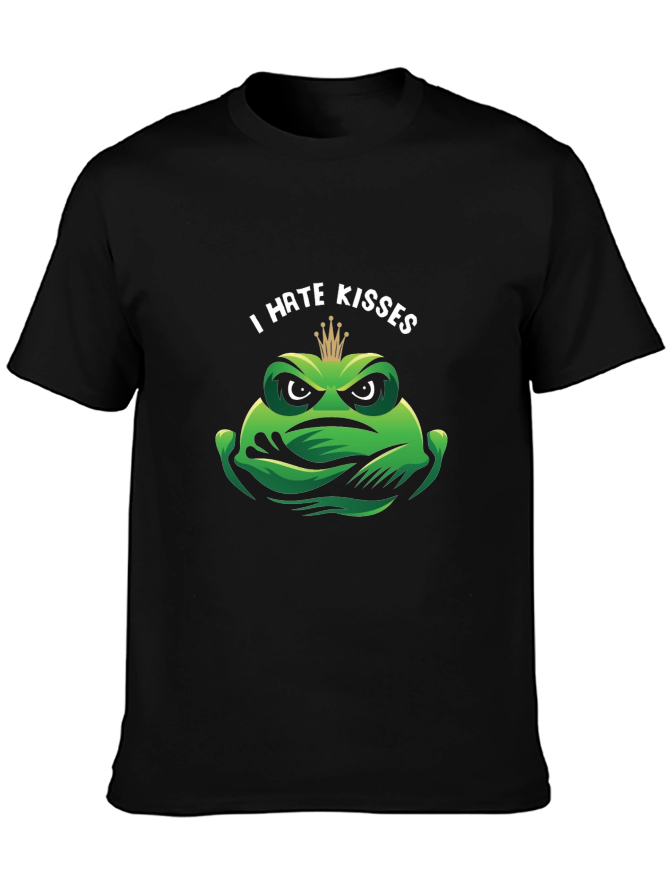 Black I Hate Kisses Frog Graphic T-Shirt view 3