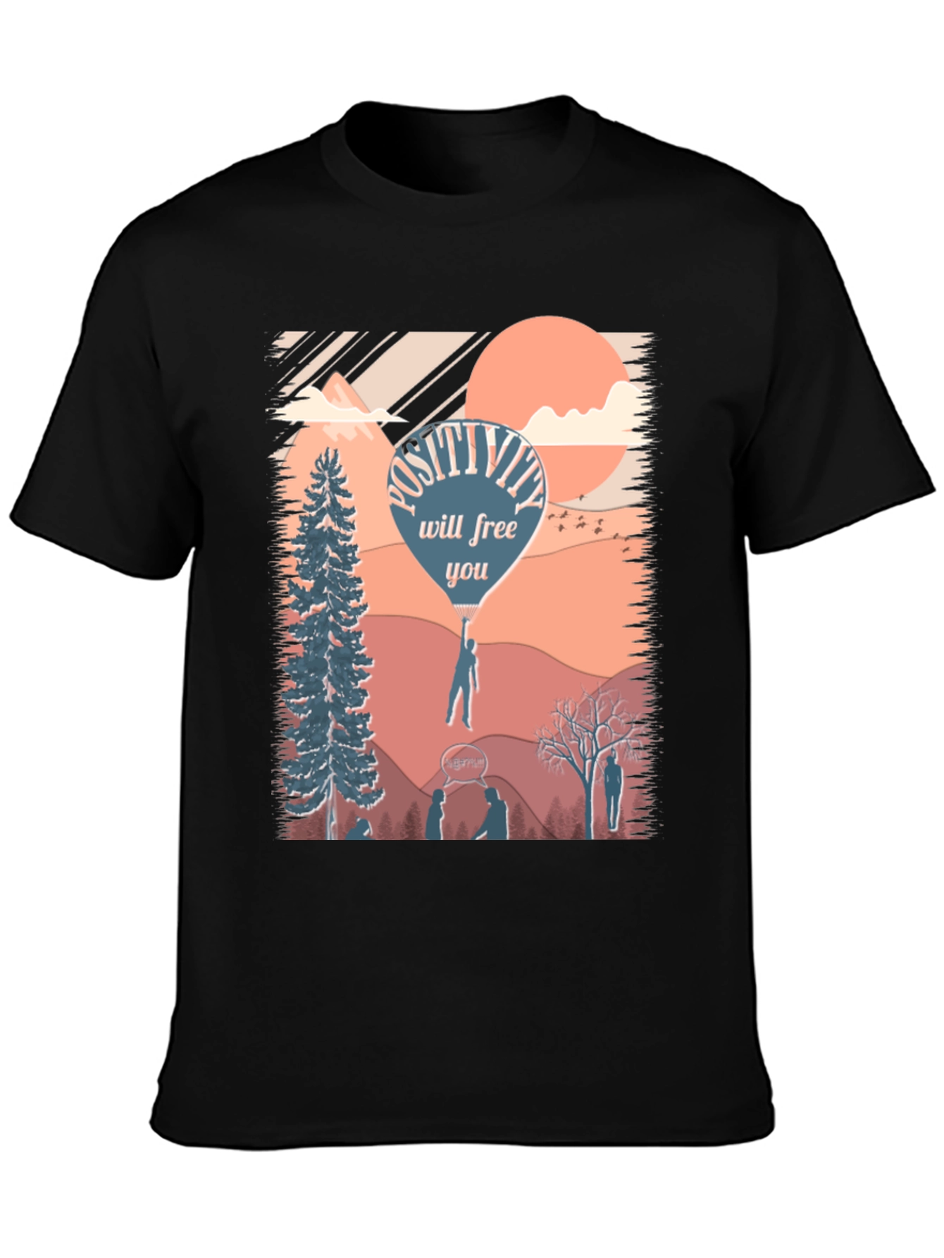 Black Positivity T-Shirt - Inspirational Design view 3