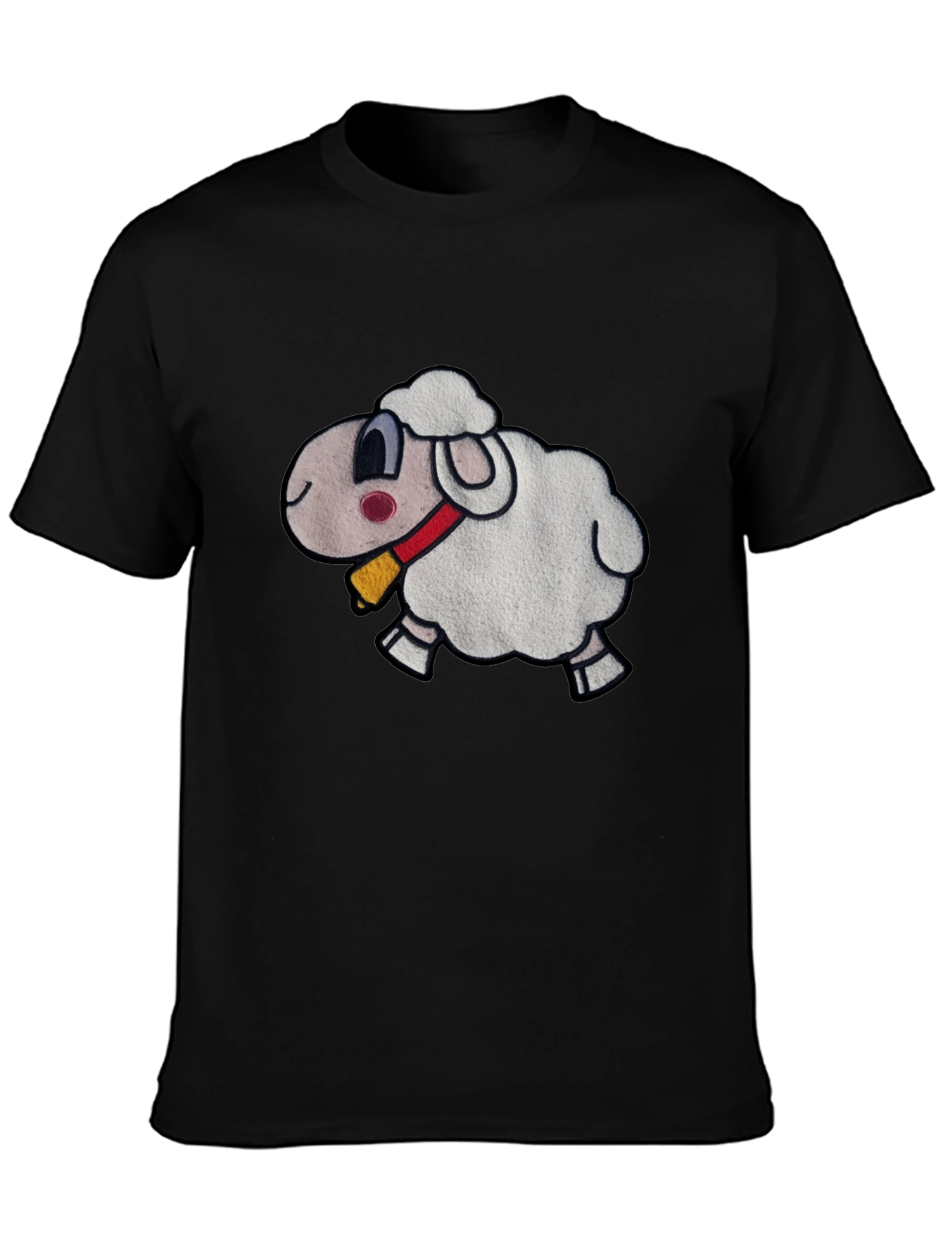 Black Cartoon Sheep Graphic Black T-Shirt view 3