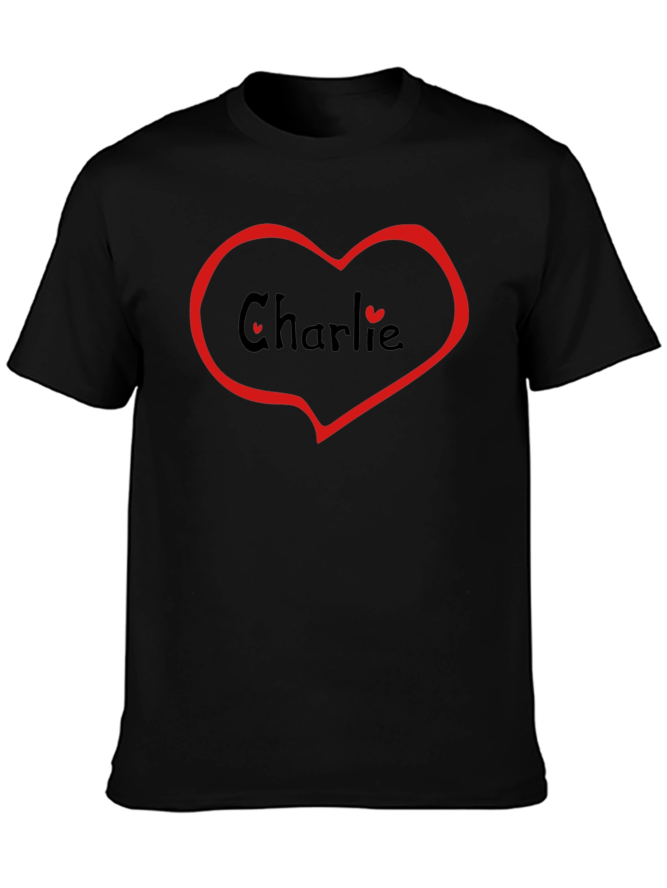 Black Charlie Heart Graphic Black T-Shirt view 3