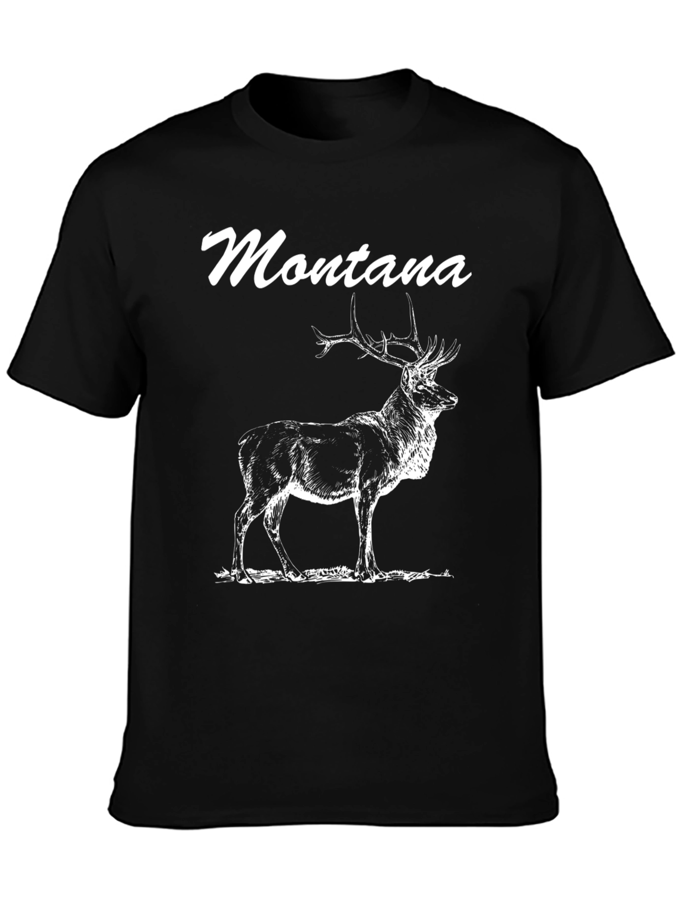 Black Montana Deer Graphic Tee - Black Cotton Blend view 3