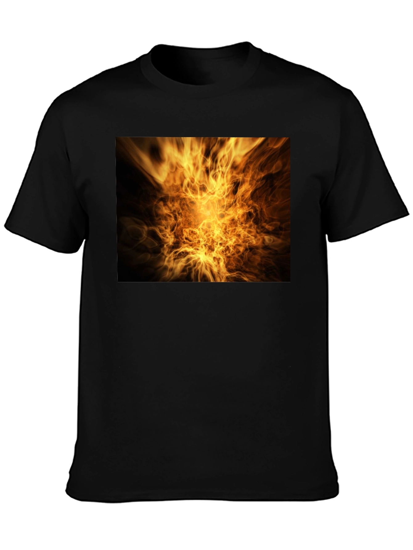 Black Fiery Vortex Graphic Tee - Bold Black T-Shirt view 3