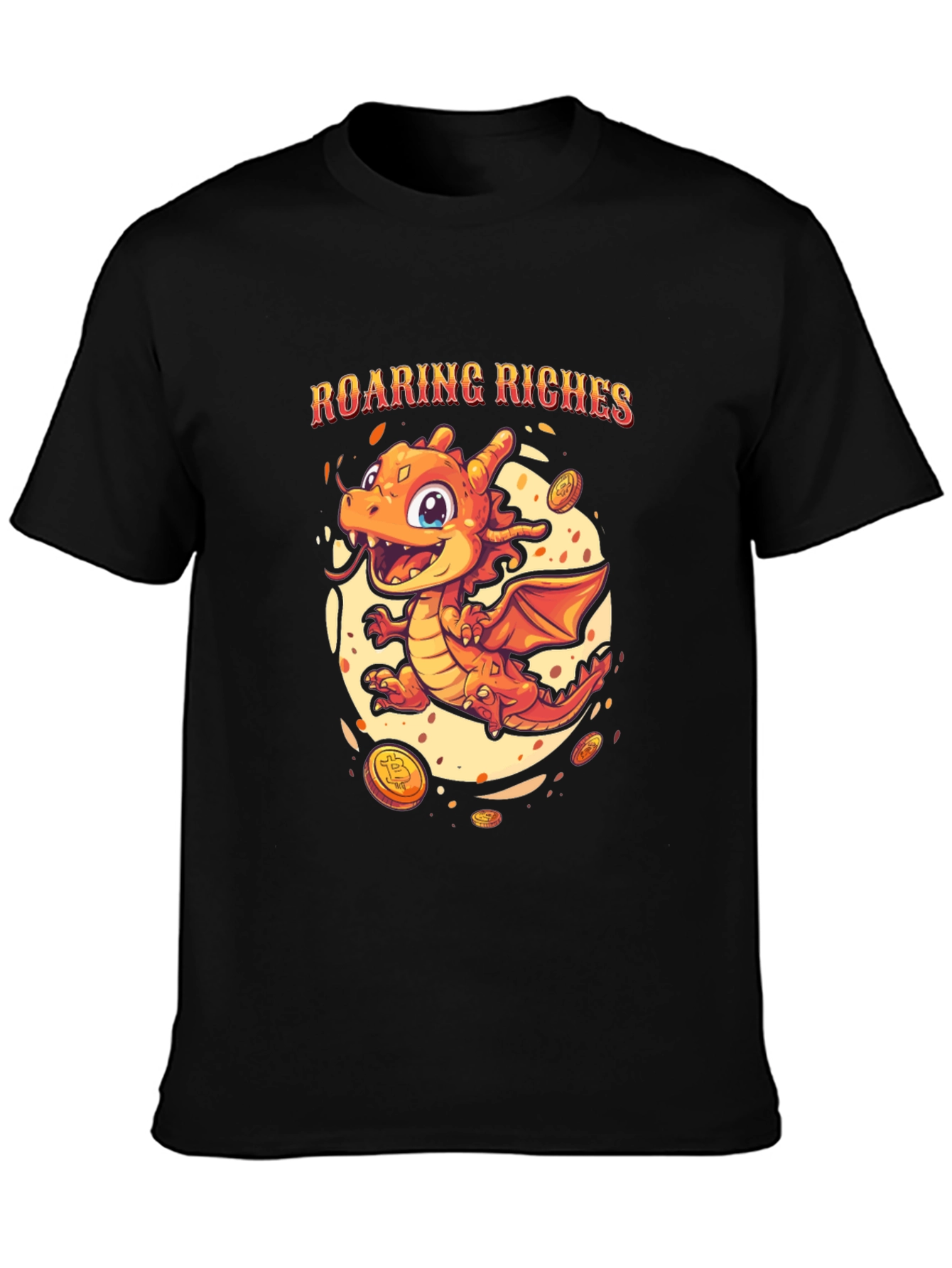 Black Roaring Riches Dragon Graphic T-Shirt view 3